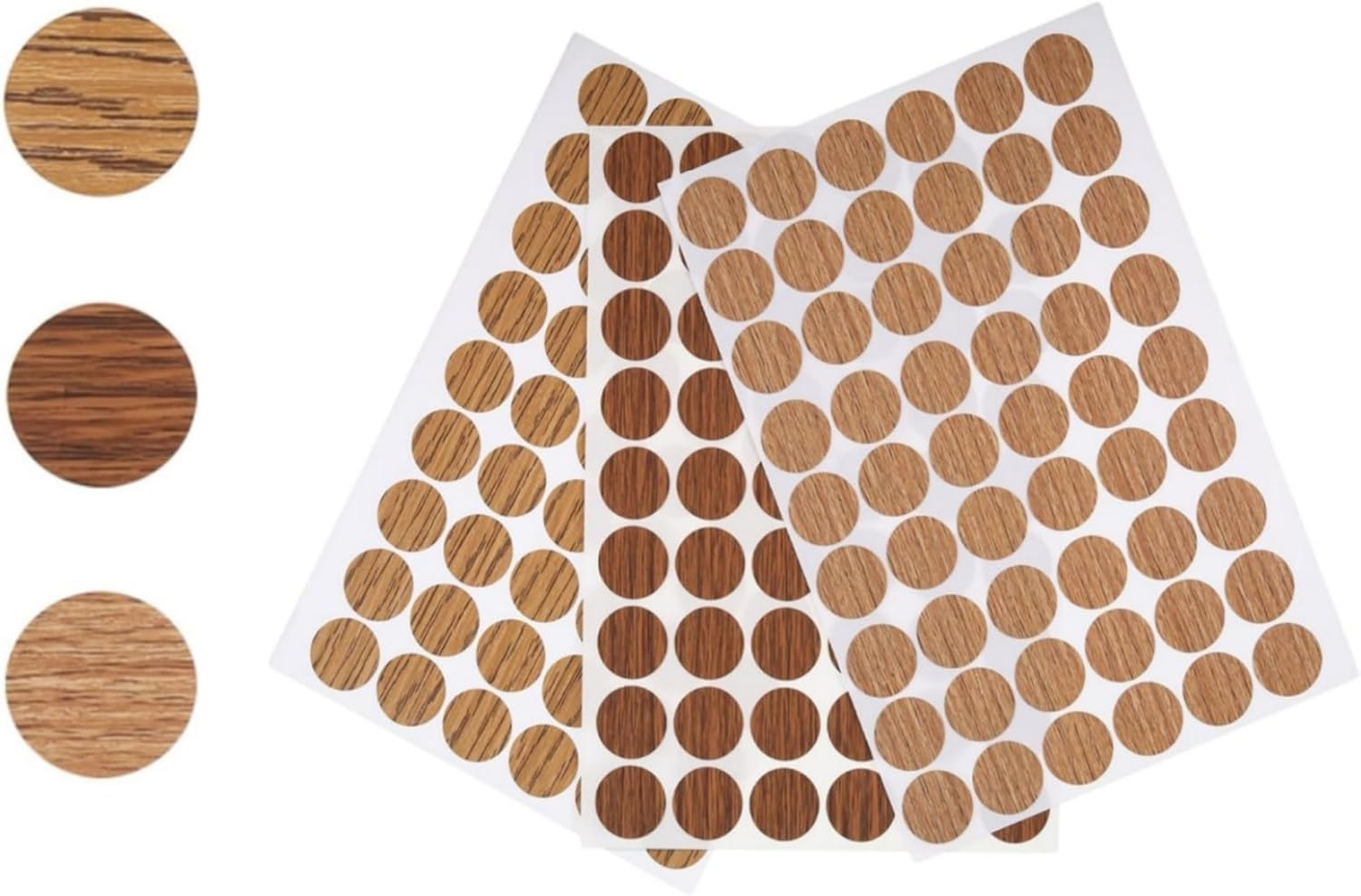 Suytvenxau Screw Hole Stickers Self Adhesive, 162 Pcs 21Mm round PVC Stickers to Cover Screws for Furniture Repair (Natural Wood)