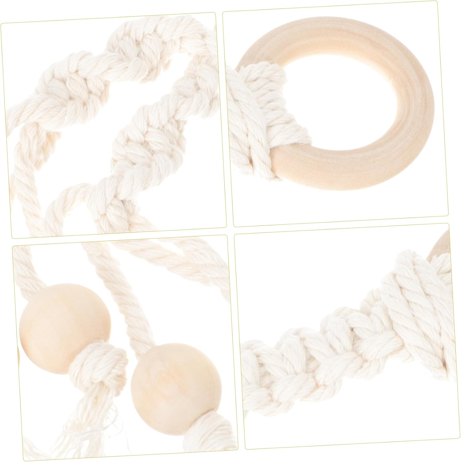 OKUMEYR 2Pcs Macrame Banana Hanger Cotton Rope Wooden Beads Kitchen Fruit Holder under Cabinet Hanging Storage for Home Decor image number 6