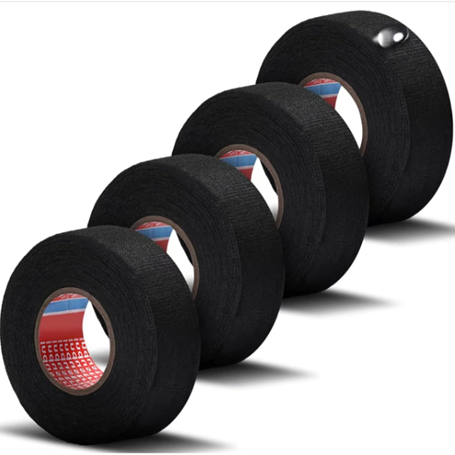 4 Pieces Fabric Tape for Car Insulation Tape Black, Wire Loom Harness Tape Self Adhesive Textile Tape for Wiring Harness, Motorcycle for Home Use (19Mm X 15M) image number 3