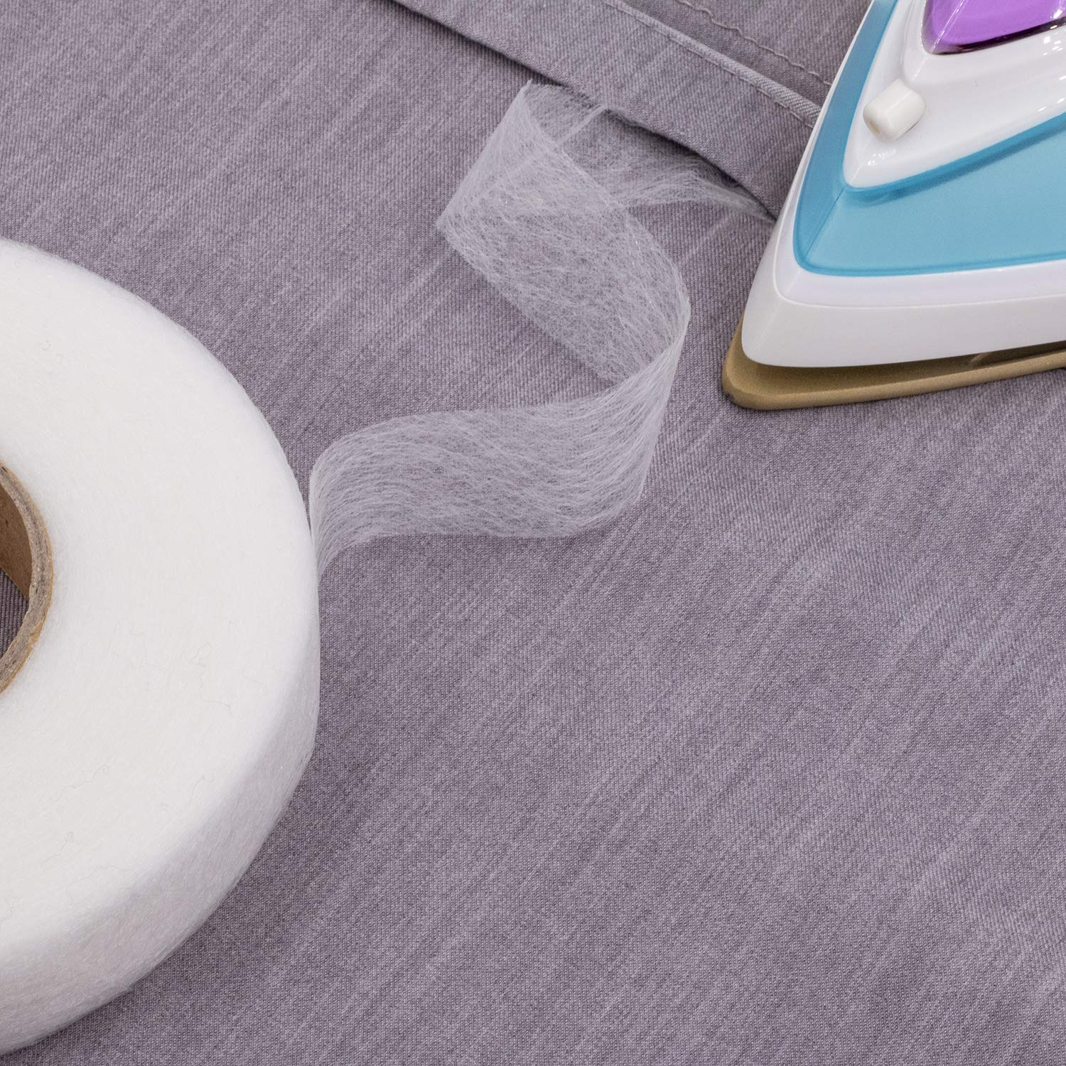 2 Pack 140 Yards Wonder Web Iron on Hem Tape No Sewing Adhesive Fabric Fusing Hemming Tape Roll 15 & 20 Mm for Clothes with Free Soft Tape Measure image number 6