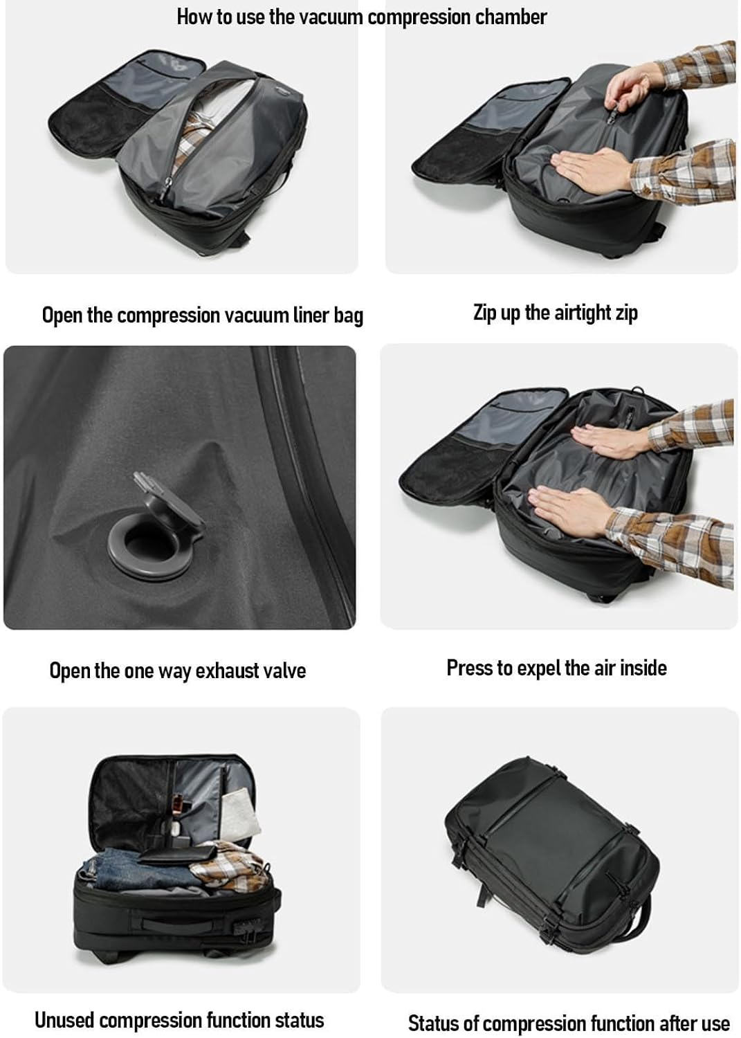 Vacuum Backpack, Water Expandable Vacpack with Vacuum Compression 17 Inch Large Capacity, Business Back Pack, anti Theft Backpack for Travel image number 1