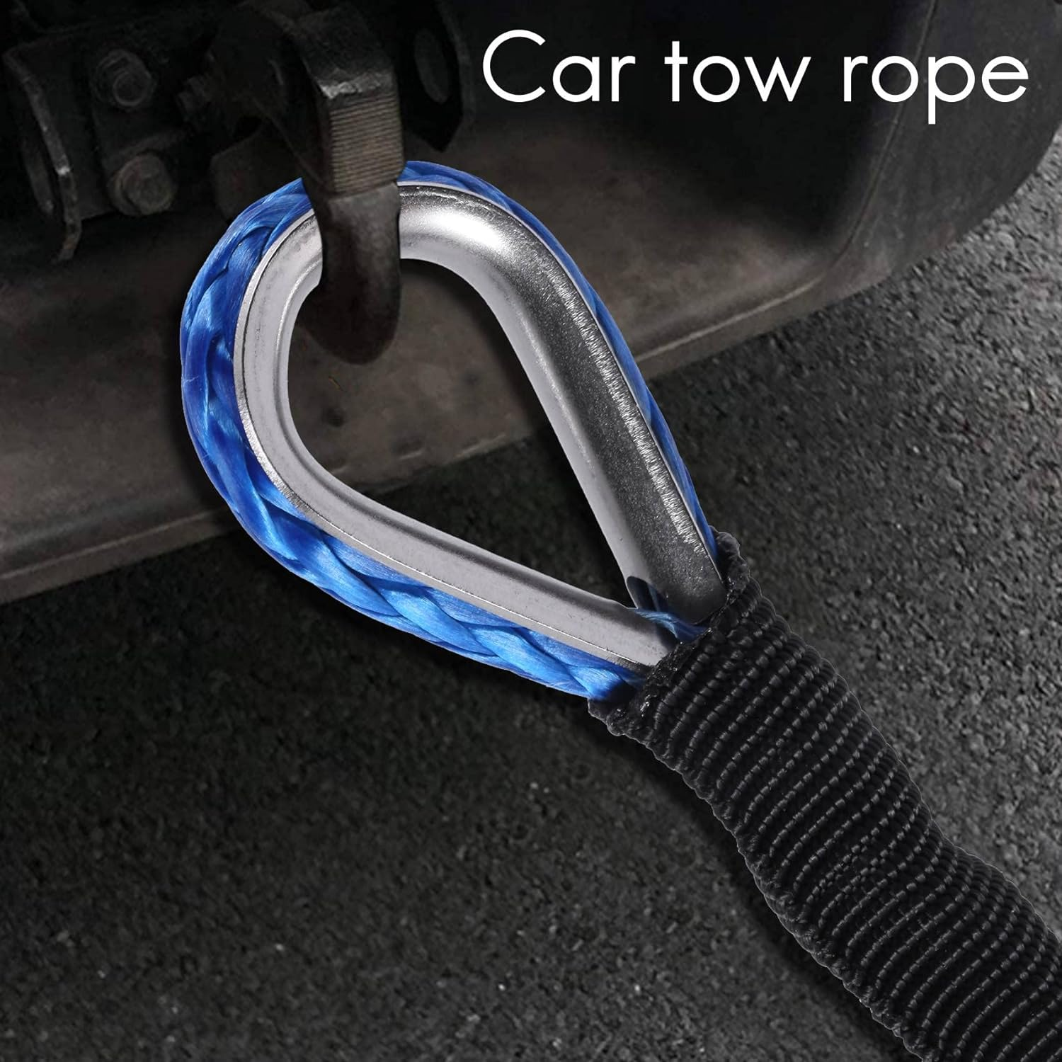 3/16 Inch X 50 Inch 7700 Lbs Synthetic Winch Line Cable Rope with Protection Sleeve for ATV UTV (Blue) image number 1