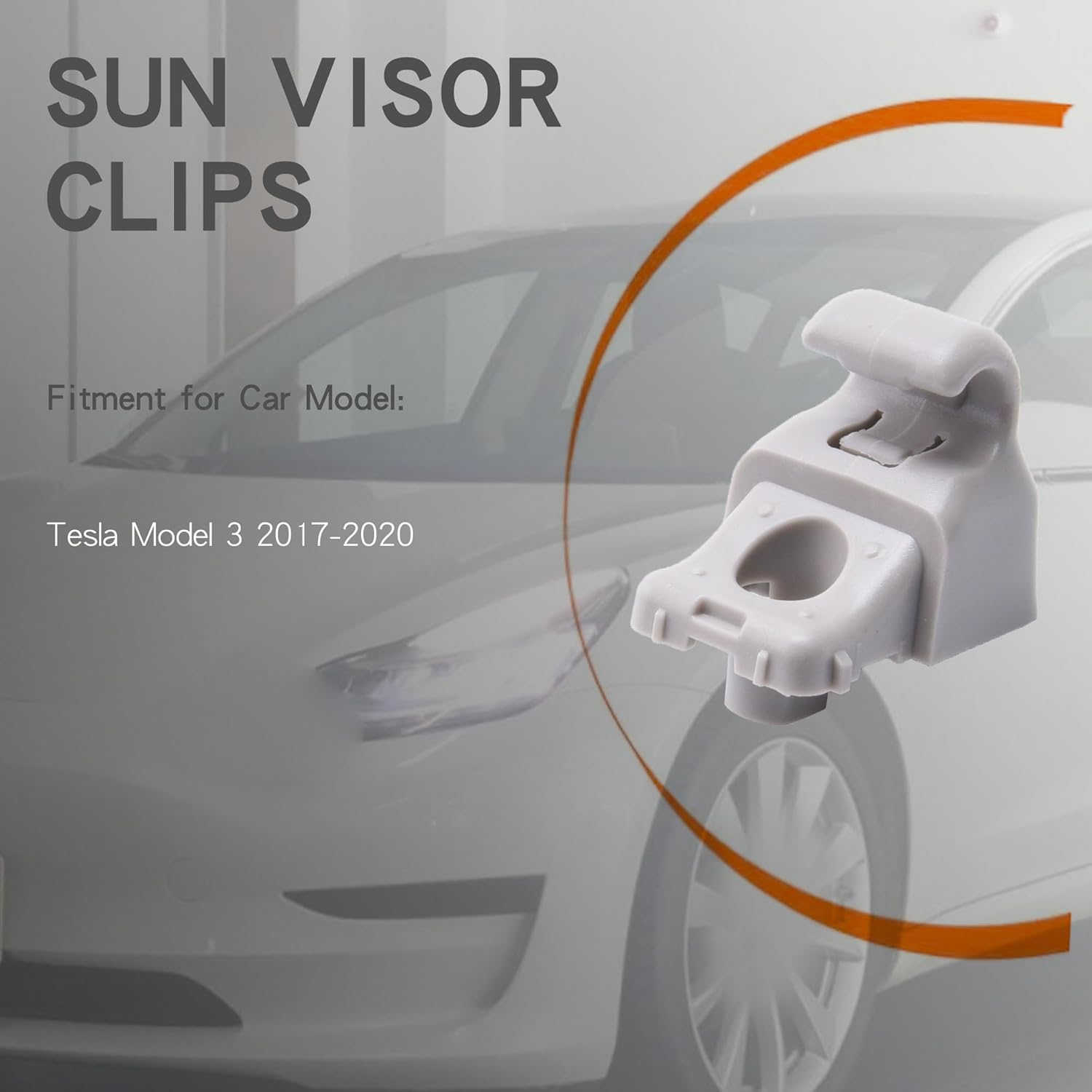 Sun Visor Hook Clips OE Replacement Clips Compatible with 2019-2023 Tesla Model 3 / (Gray) 2 PCS image number 2
