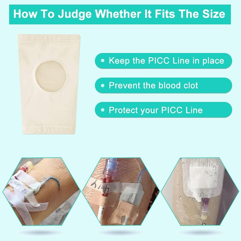 Picc Line Sleeve Picc Line Covers for Upper Arm Picc Medical Caps Cast Protector with Mesh Viewing Window for Women Men Soft and Breathable