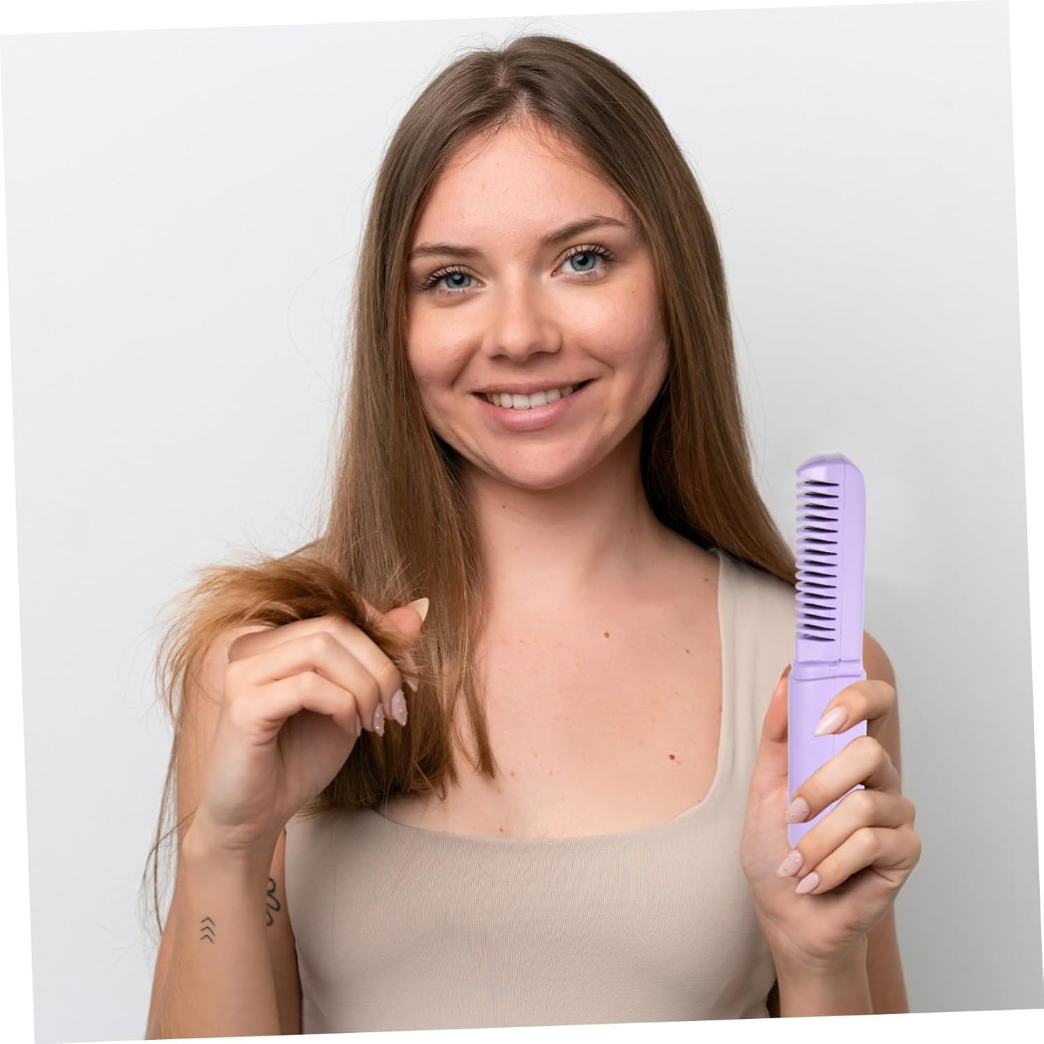 Healvian Charging Direct Hair Comb Brush Hair Straightener Portable Straightener Brush Cordless Straightening Heated Rechargeable Straightening Abs image number 3