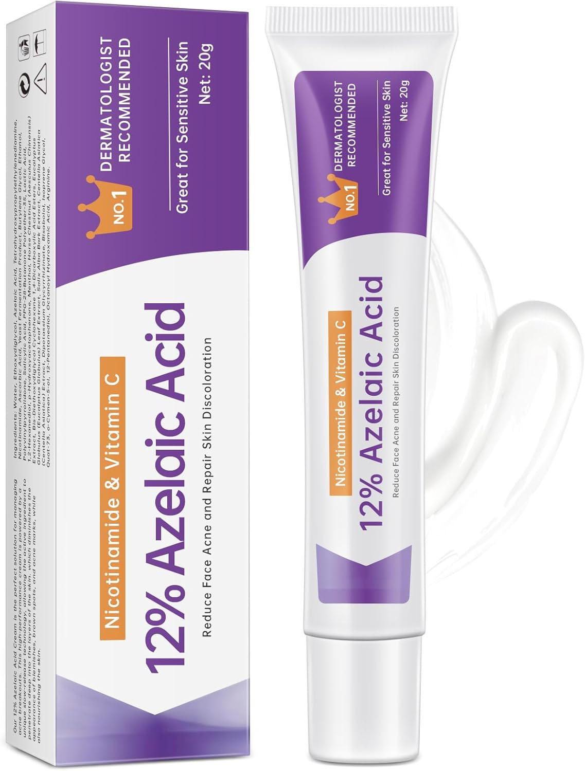 Azelaic Acid 12% Serum for Acne, Azelaic Acid Cream for Acne, Blemishes and Pimples, Nicotinamide Serum Balances Excess Sebum for Smooth Skin, 0.7 OZ image number 4