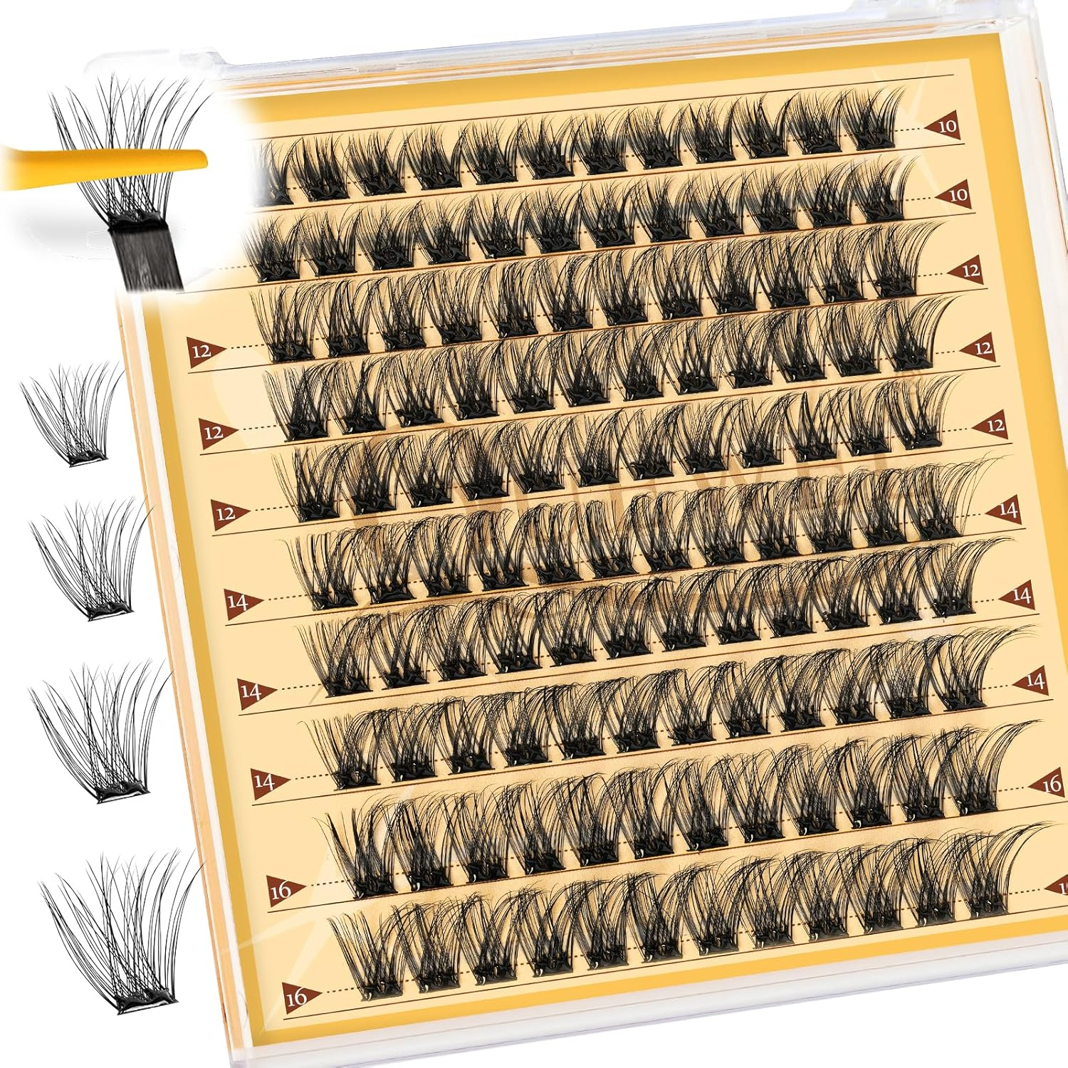 QUEWEL Self Adhesive Eyelashes, Press on Lashes Pre Glued Eyelash Clusters Self Stick Cluster Lashes No Glue No Remover Needed DIY Lash Extension Kit for Beginners (MJ01-DH)