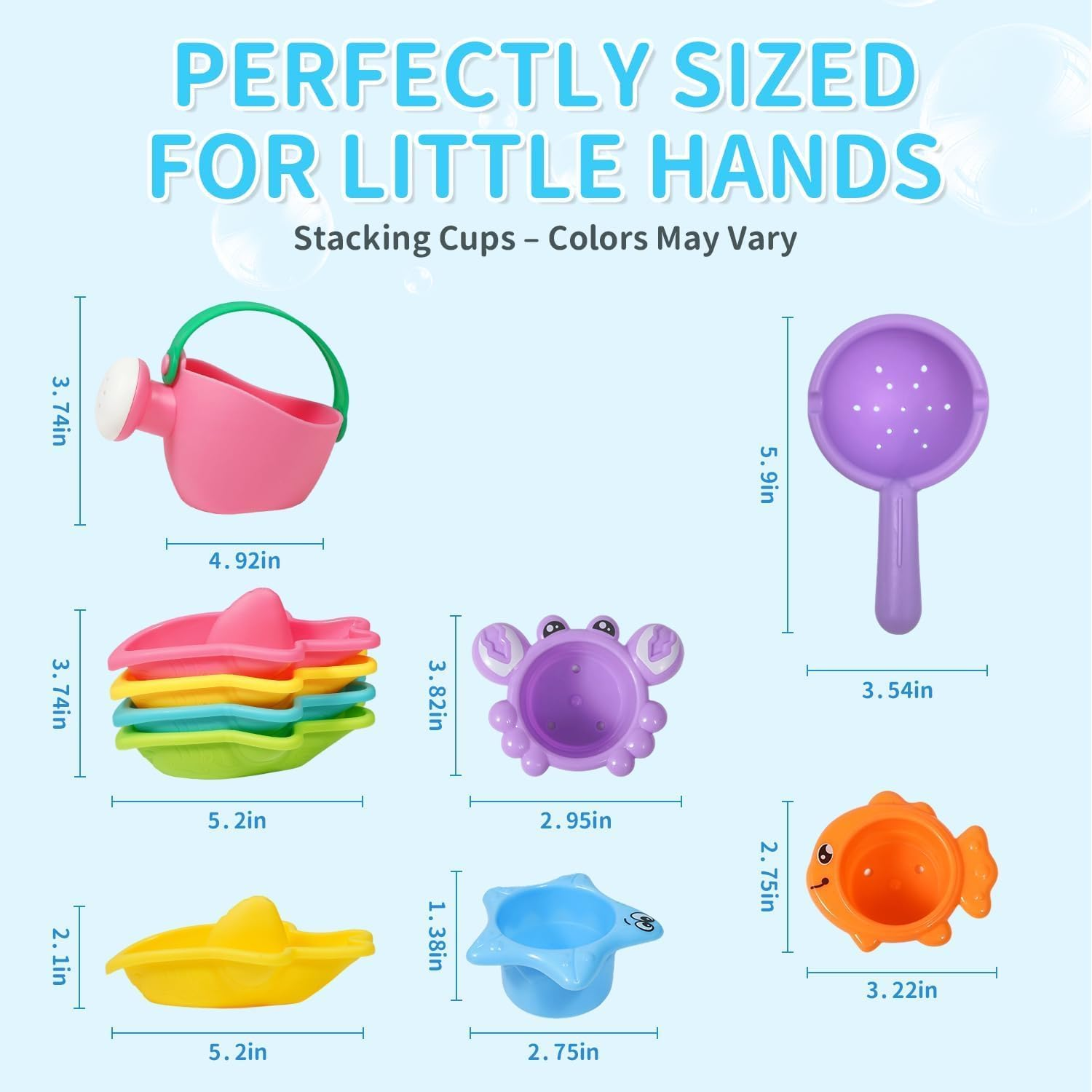 Baby Bath Toys Gift Set , 9 PCS Floatable Mold-Free Bathtub Toys for 1-3 Year Old Toddlers, Girls & Boys Toys for Pool, Beach Sand & Water Table Fun (12+ Months) image number 1