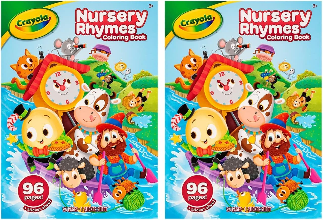 Crayola 96 Page Nursery Rhymes Colouring Book, Perfect for Rainy Days, Sticker Sheet Included, Colour Your Favourite Nursery Rhymes, Humpty Dumpty, Hickory, Dickory, Dock and More image number 2