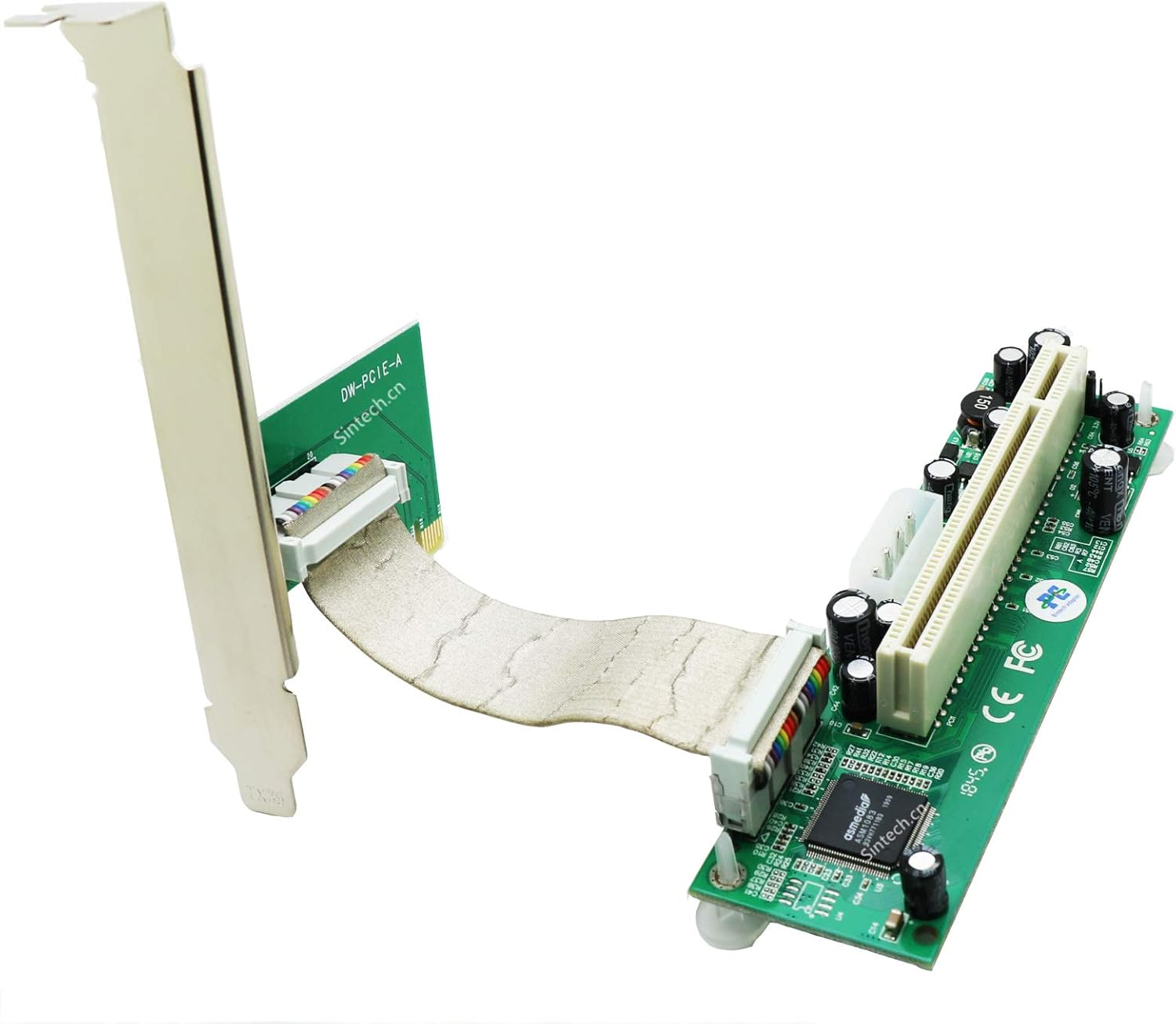 Sintech PCI-E Express 1X to PCI 32Bits Adapter with Flex Cable White with White Molex Power image number 3