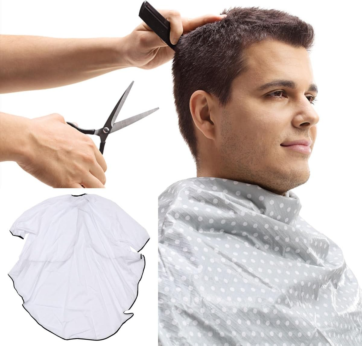 PACKOVE Waterproof White Hairdressing Cape with Sleeves, Extra Wide Hair Cutting Gown for Salon and Barber Shop Use image number 3