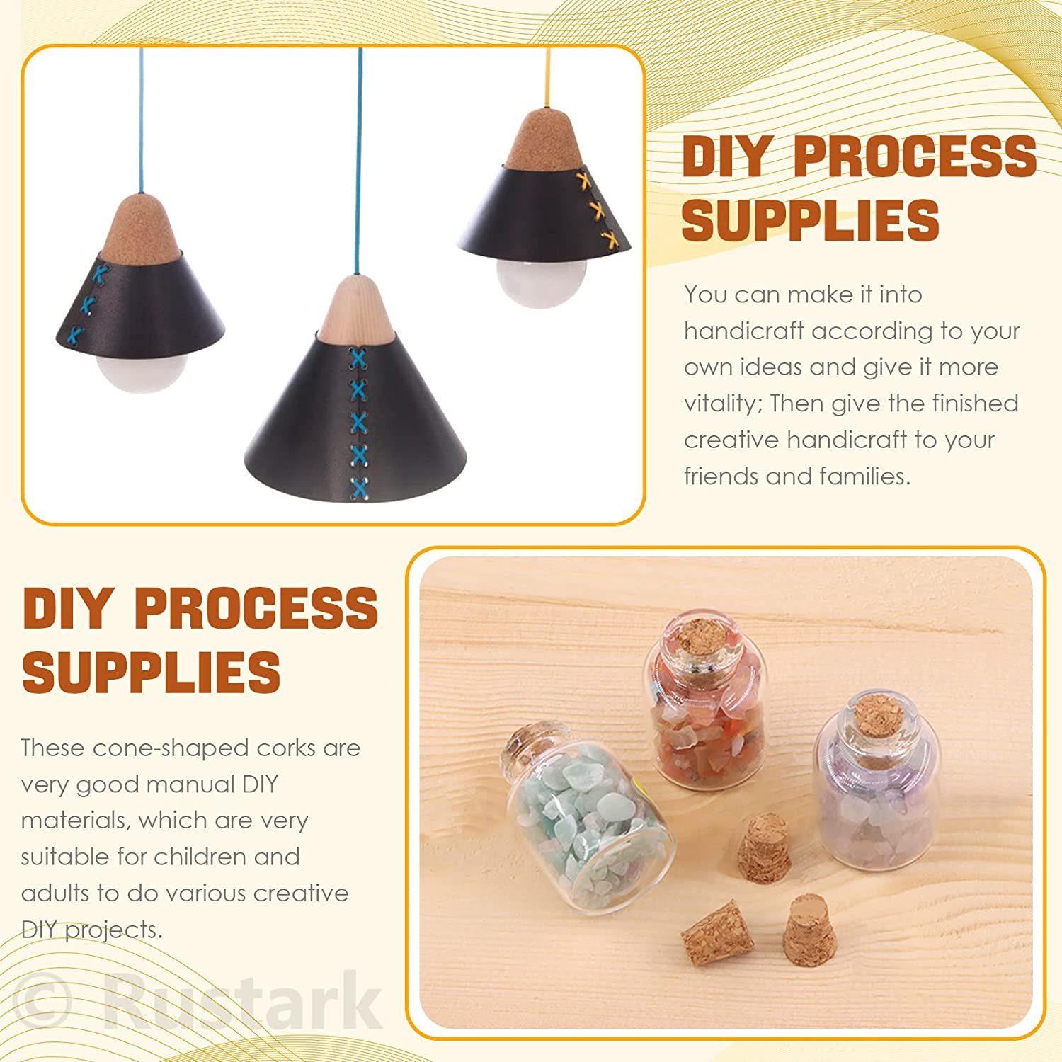 100Pcs 5 Sizes Mini Cork Stoppers Tapered Cork Plugs Small Corks Assortment Wooden Replacement Assorted Corks for Craft Glass Jars Wine Bottles image number 1