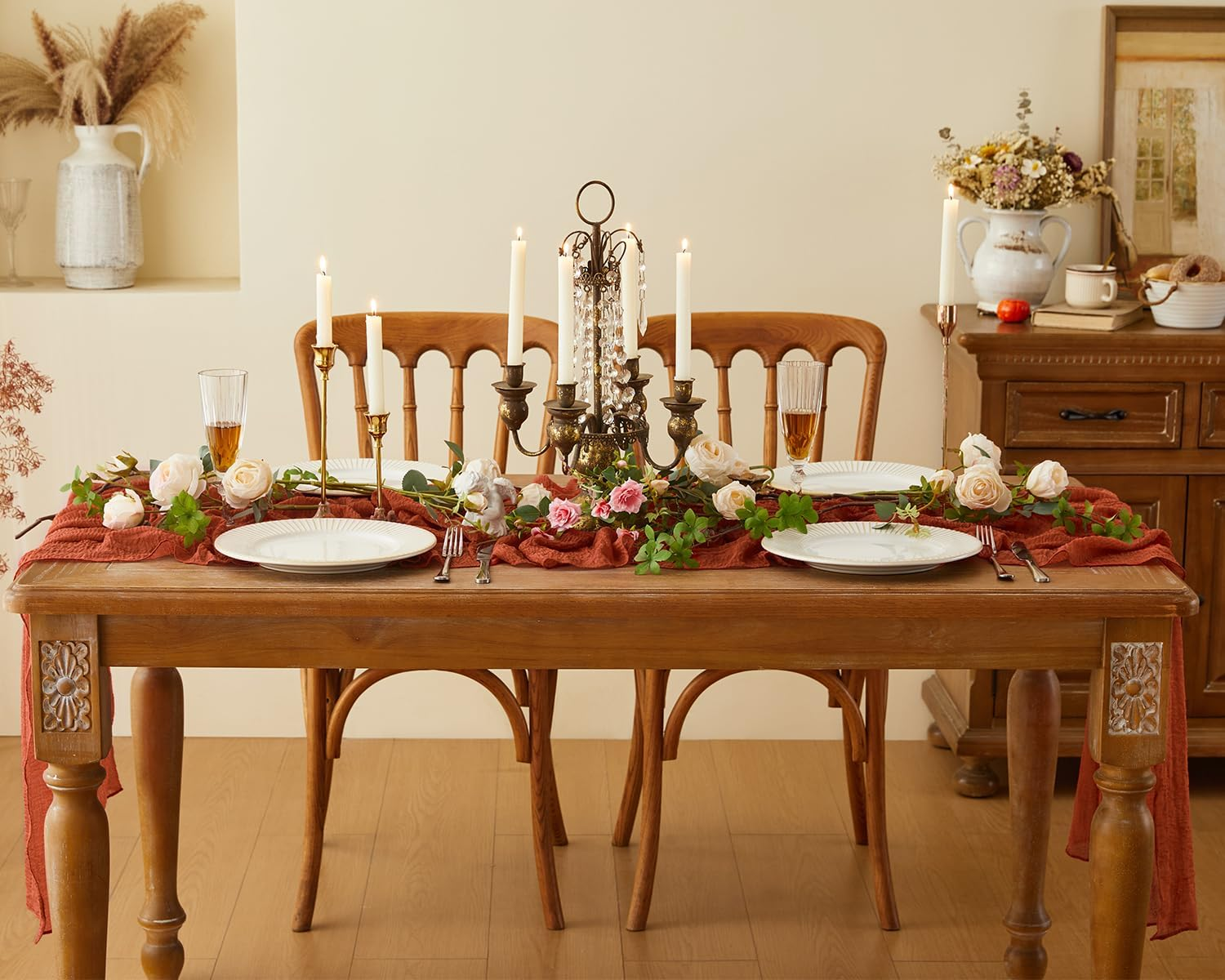 Terracotta Table Runner Christmas Cheesecloth Gauze 10 FT Rustic Burnt Orange Cheese Cloth for Wedding Baby Bridal Shower Friendsgiving Party Sheer Winter Home Decorations (Terracotta, 1 Pack)