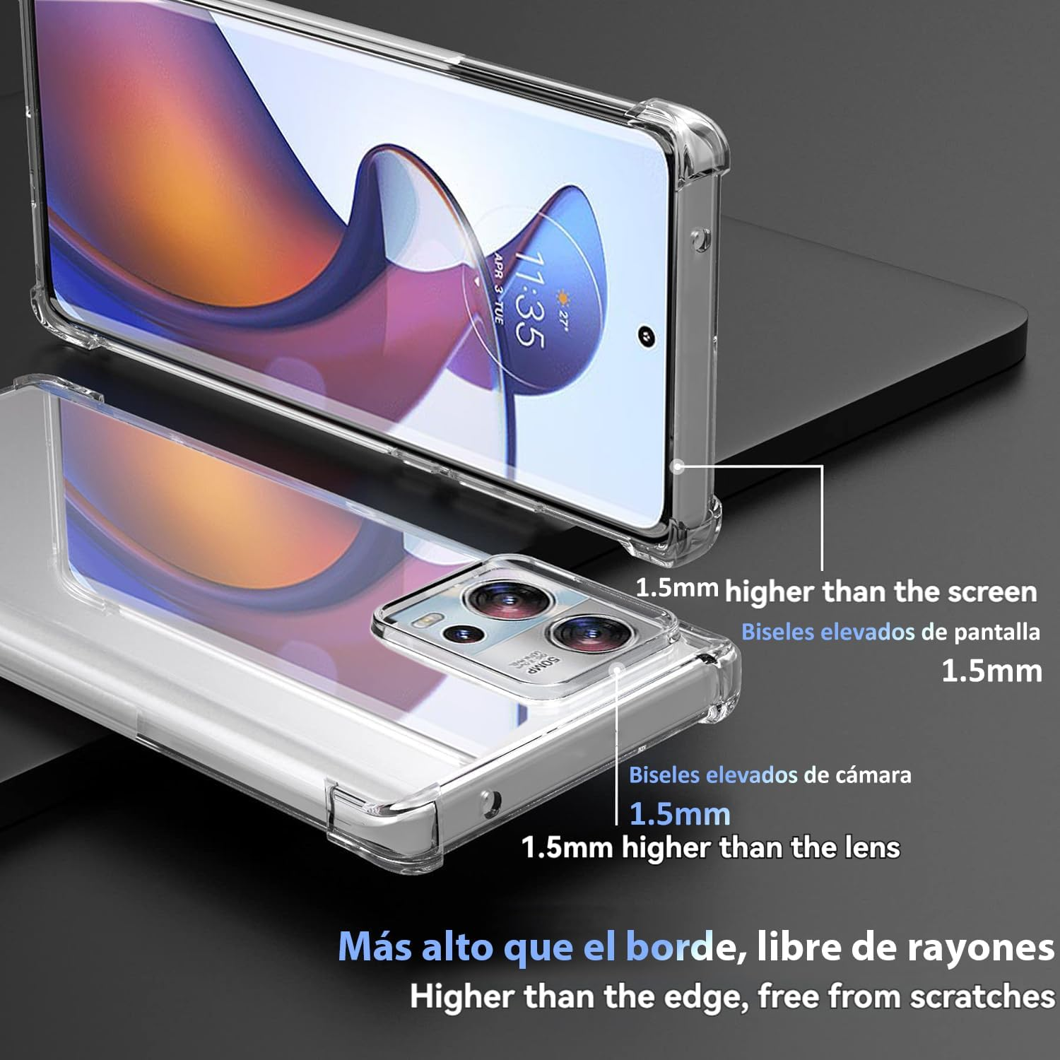 USTIYA Case for Motorola Moto Edge 30 Fusion Clear TPU Four Corners Protective Cover Transparent Soft image number 2