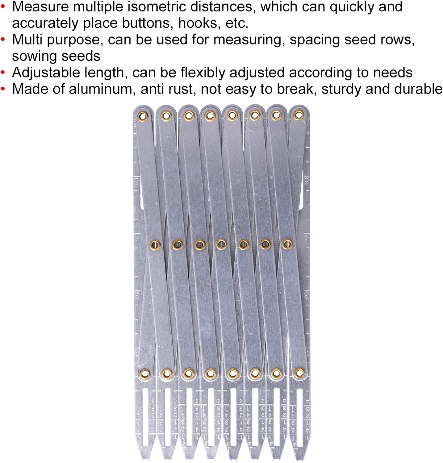 Expanding Sewing Gauge, Aluminum Sewing Gauge Quilting Button Sewing Tool Quilting Ruler Set Expanding Equal Space Divider Retractable Button Maker for Pleats Crafts image number 2