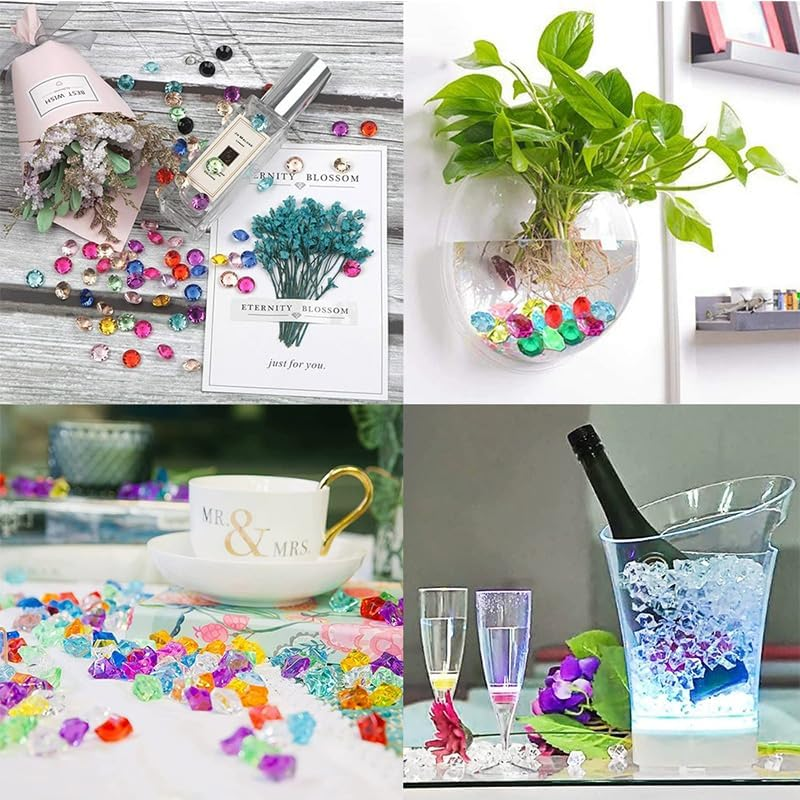 WADY Acrylic Crushed Ice Rocks - 200 PCS Fake Ice Cubes, Clear Plastic Crystals & Diamonds for Vase Fillers, Wedding Decor, Table Scatter, Home Decoration, Arts & Crafts (Blue and White) image number 4