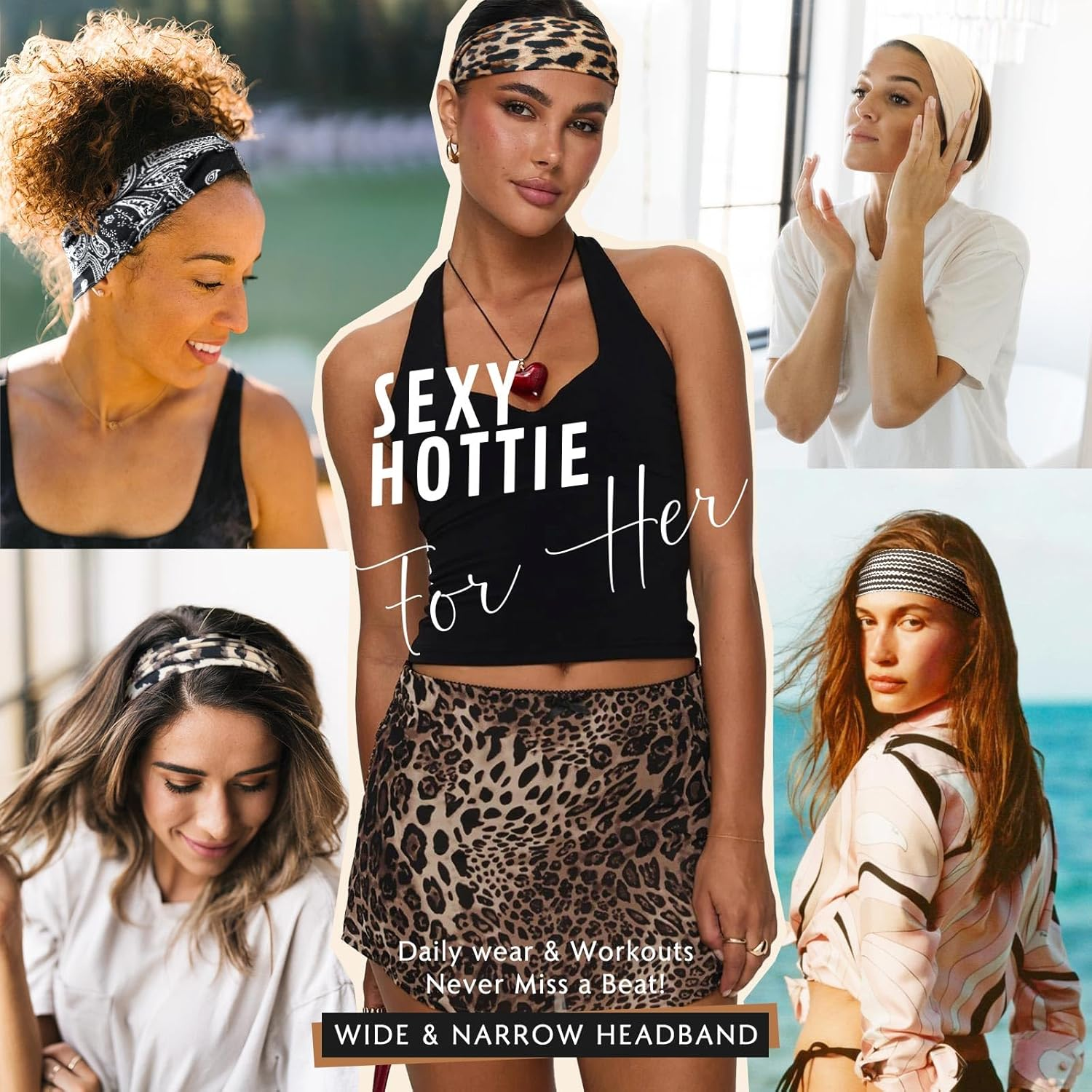 BELEVO Pack of 8 Women'S Elastic Headbands, Thin Non-Slip Hair Bands, Sports Headbands, Soft Headband Hair Band for Yoga, Exercise, Workout, Running, Gym image number 2