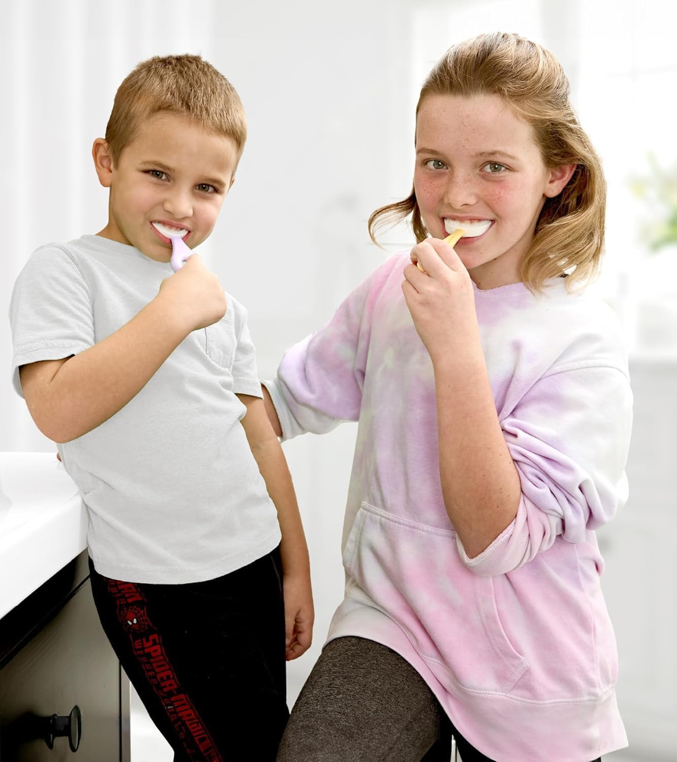 U Shaped Toothbrush for Kids 6-12 Years Old - Two Premium Soft Brushes with Travel Case - Sensory Rounded Head Makes Brushing Fun & Easy - 1 Purple, 1 Yellow image number 5