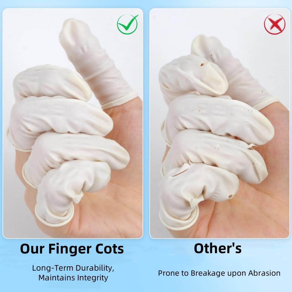 300Pcs Finger Cots, Medium Finger Protectors Latex Anti-Static Finger Covers, Finger Tip Protect Keeping Dressing Dry and Clean Disposable Finger Gloves,For Electronic Repair, Handmade Apply image number 5