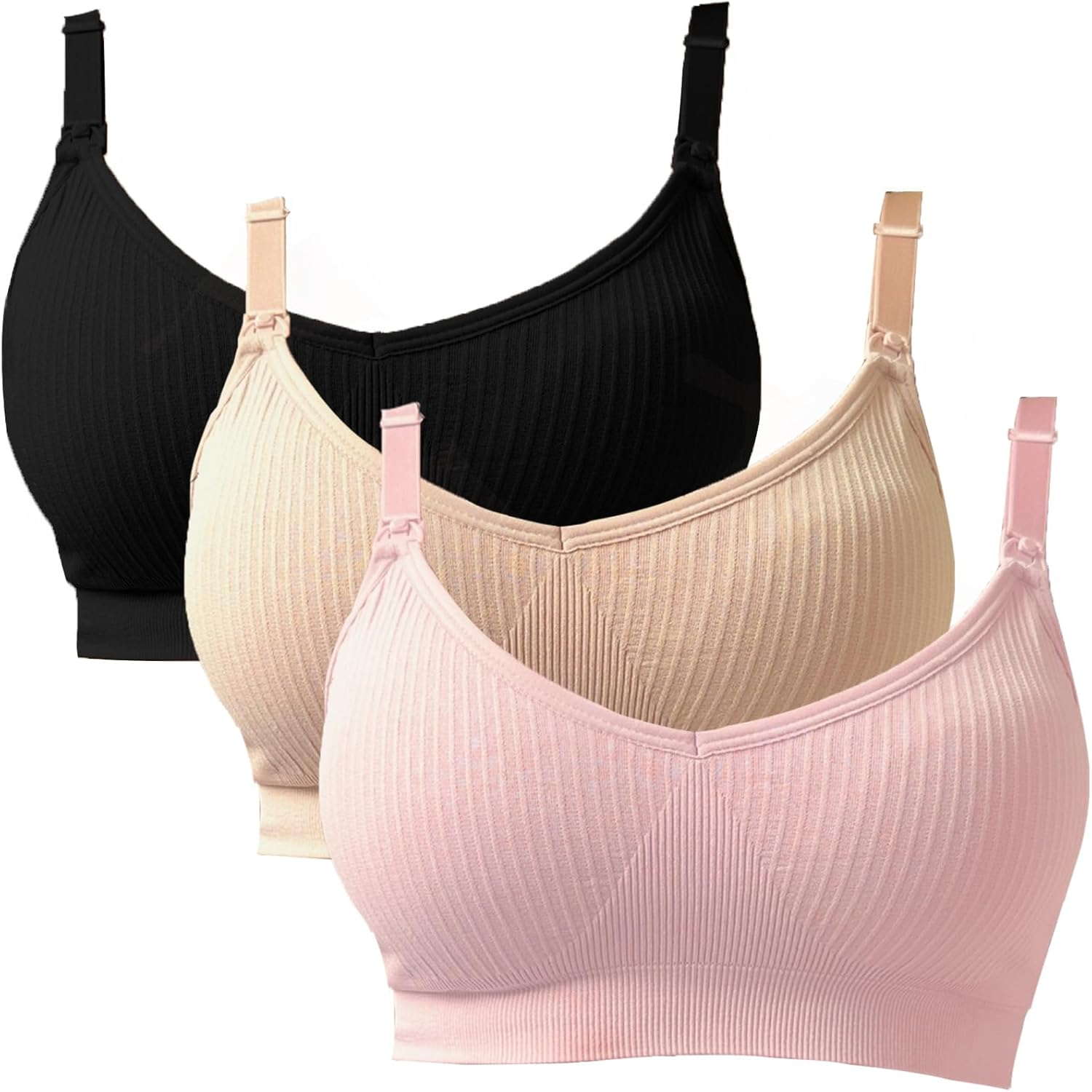 Dress Cici Premium Removable Padded Nursing Bra - U Back Wire Free Full Coverage, 3 PCS