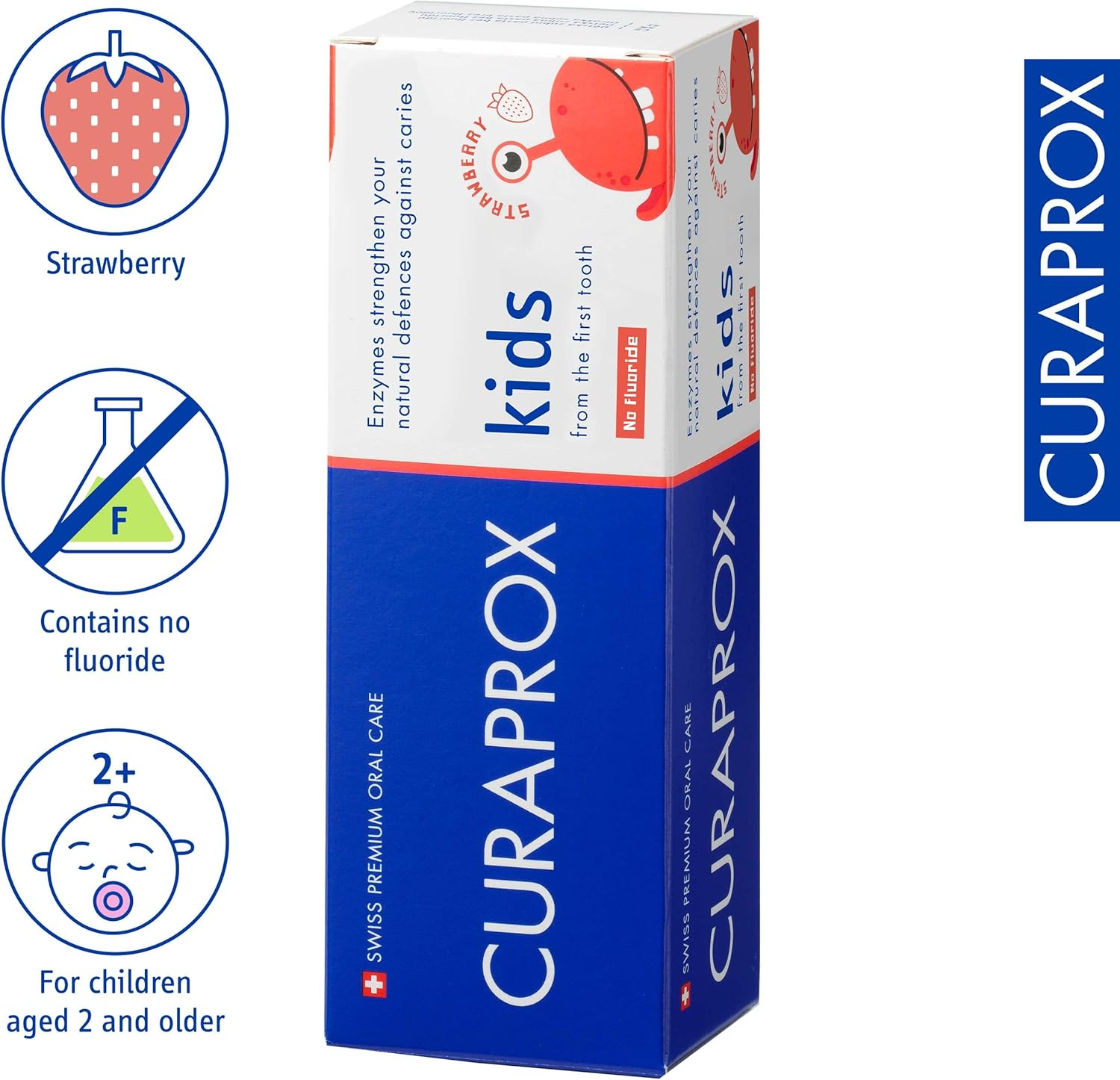 Curaprox Kids Toothpaste, Strawberry Flavor, 0 Ppm, 60Ml image number 6