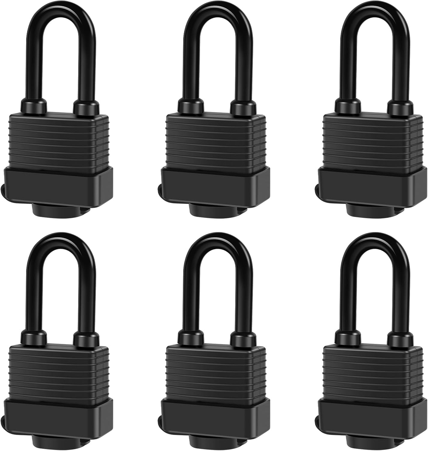 Abizarch Padlocks Keyed Alike for Outdoor Use, Pack of 6, Laminated Steel Lock Set Safety Padlock, Waterproof Heavy Duty Outdoor Security Lock image number 3