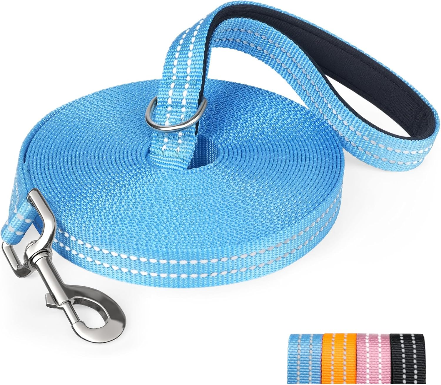 Long Dog Leash Training Lead 10M Leash for Dog Training Line Dog Leash 30Ft Leash for Dogs outside 30 Feet Nylon Padded Handle Reflective Hiking Yard, Pink