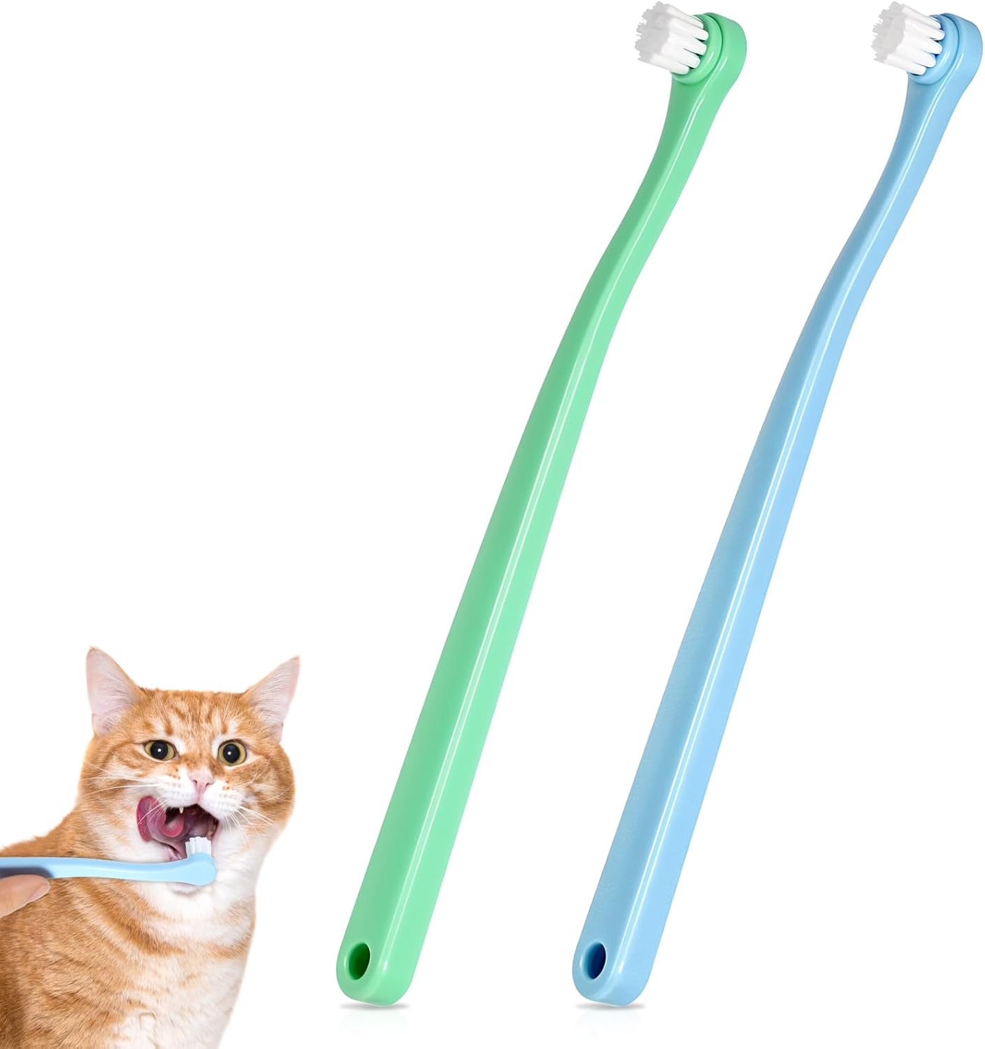 2 Pack Small Dog Toothbrush Cat Tooth Brush Pet Toothbrush Puppy Toothbrush Mini Head Soft Dog Toothbrush Deep Clean Kit, Portable Travel Friendly and Easy to Use for Puppy, Kitten, Small Dog & Cat
