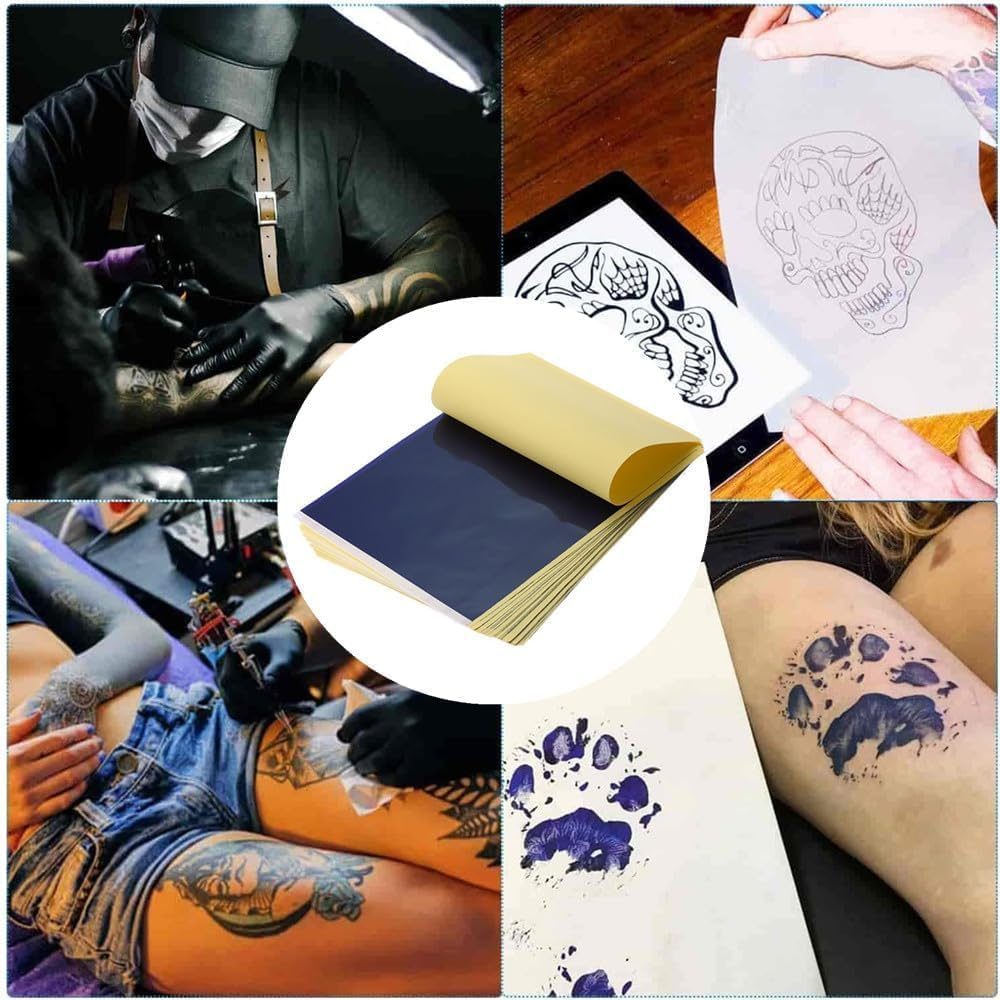 25PCS Sheets of Tattoo Transfer Paper,4 Layers of Advanced Thermal Stencil Paper 100 Sheets of Tattoo Stencil Paper,Diy Tattoo Transfer Paper, Tattoo Supplies,A4 Size image number 4