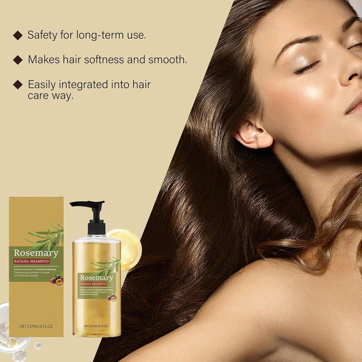 Rosemary Shampoo for Hair Growth, Natural Batana Shampoos with Rosemary Extraction to anti Loss, Gentle Cleansing, Moisturize and Strengthen Hair, Repair Damaged Hair for Thicken, Healthy (2Pcs) image number 4