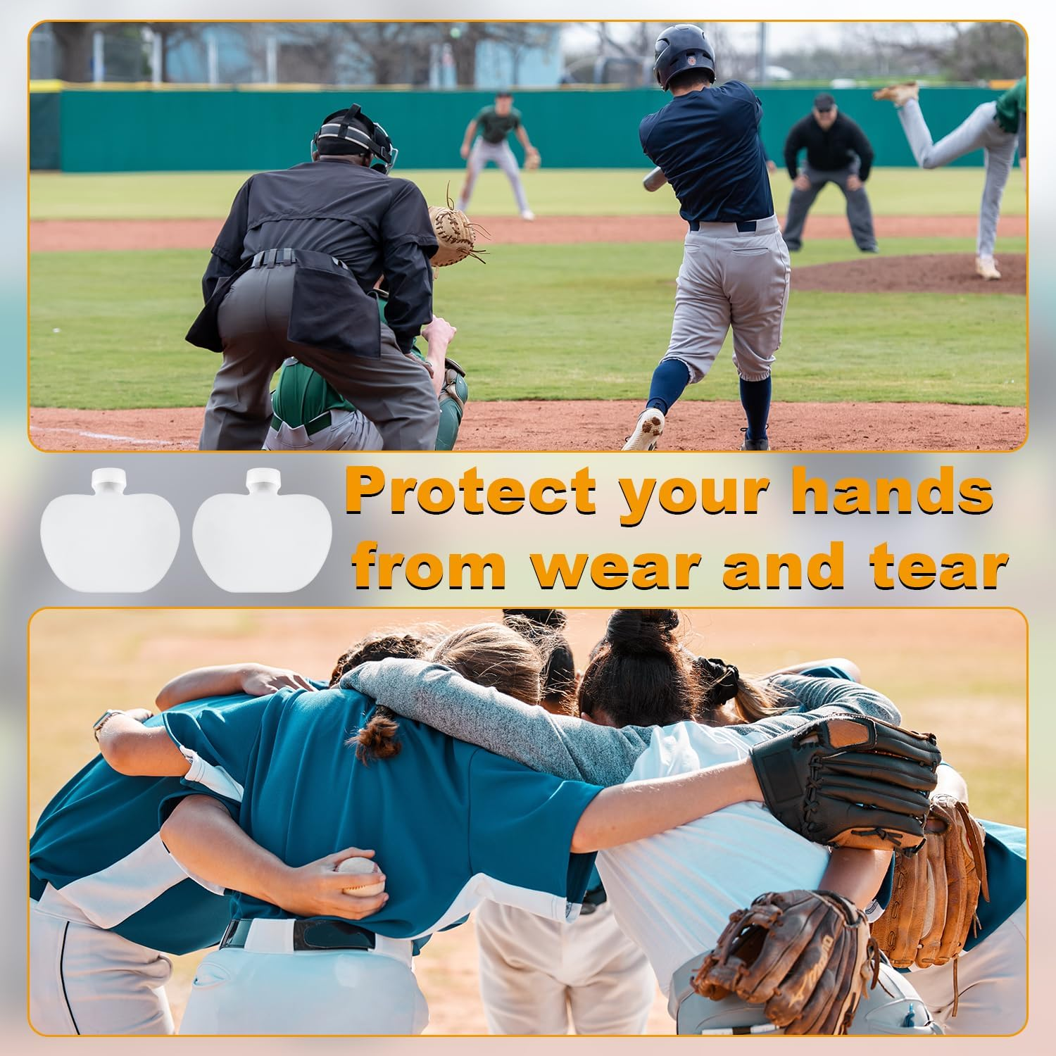 NQEUEPN 2Pcs Baseball Palm Pads, Batter Training Gloves Baseball Unisex Adult Spiked Pads Professional Hand Protectors Suitable for Professional Batters image number 6