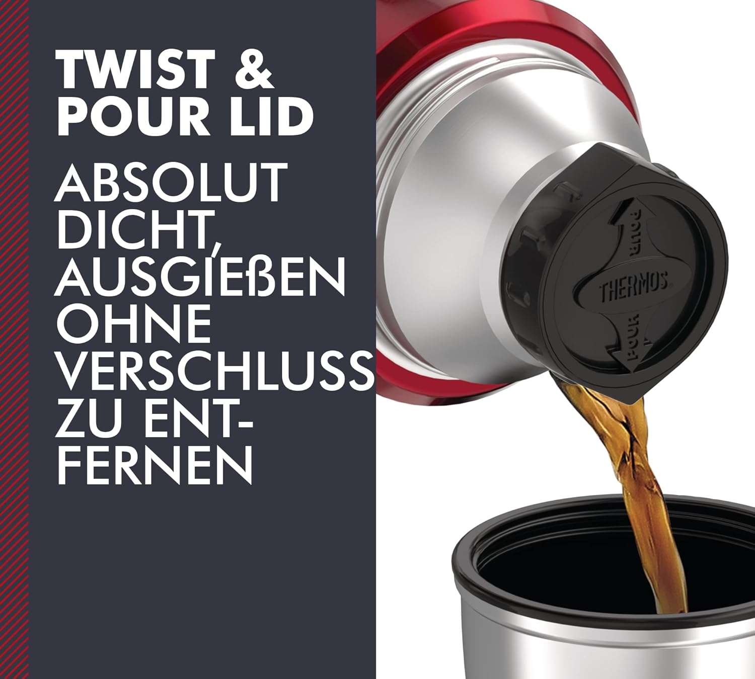 Thermos Stainless King Thermos Flask, Red, 1.20 L, Stainless Steel, Completely Leak-Proof, with Drinking Cup and Handle, 12 Hours Hot & 24 Hours Cold, Dishwasher Safe, Bpa-Free image number 4