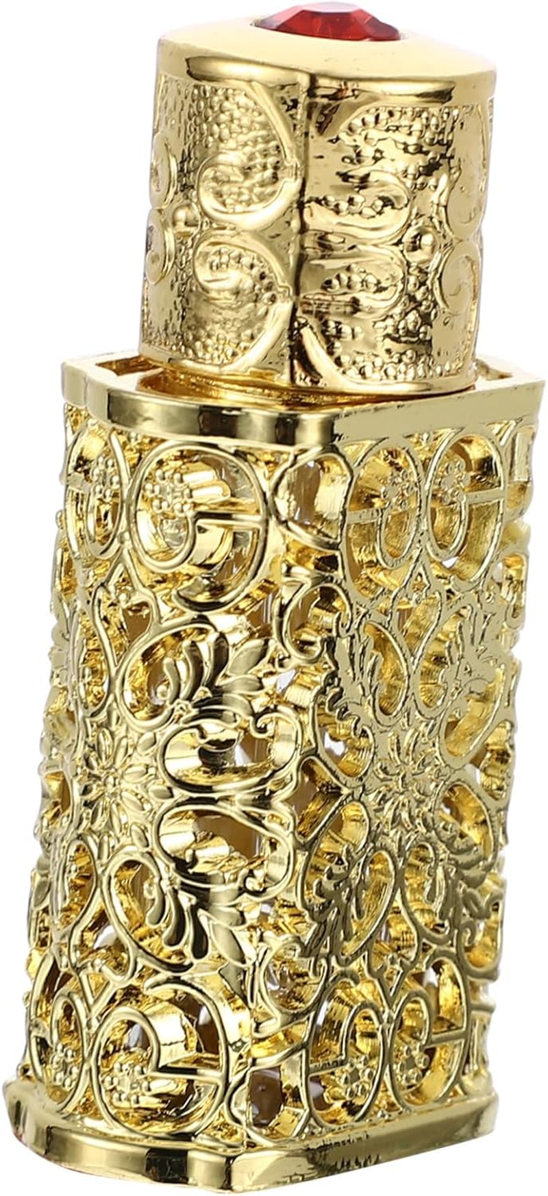 GARVALON Essential Oil Dispenser Hollow Engraved Metal Glass Travel Bottle for Perfume and Cosmetic Use