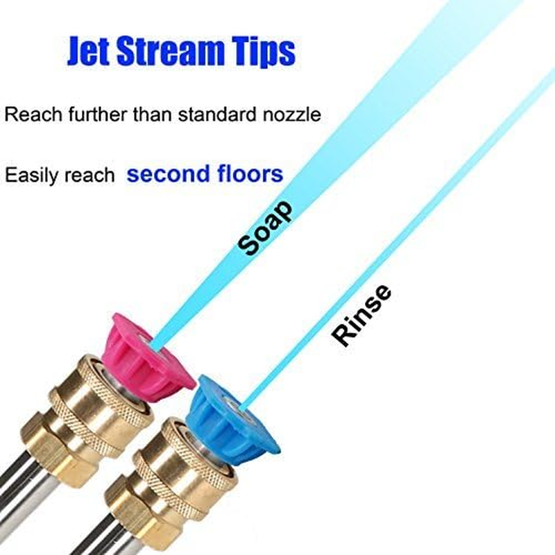 M MINGLE Second Story Quick-Connect Nozzle Tips for Power Washer, Soap and Rinse Jet Stream, Long Range Nozzle,1/4 Inch, 4000PSI, 2-Pack image number 2