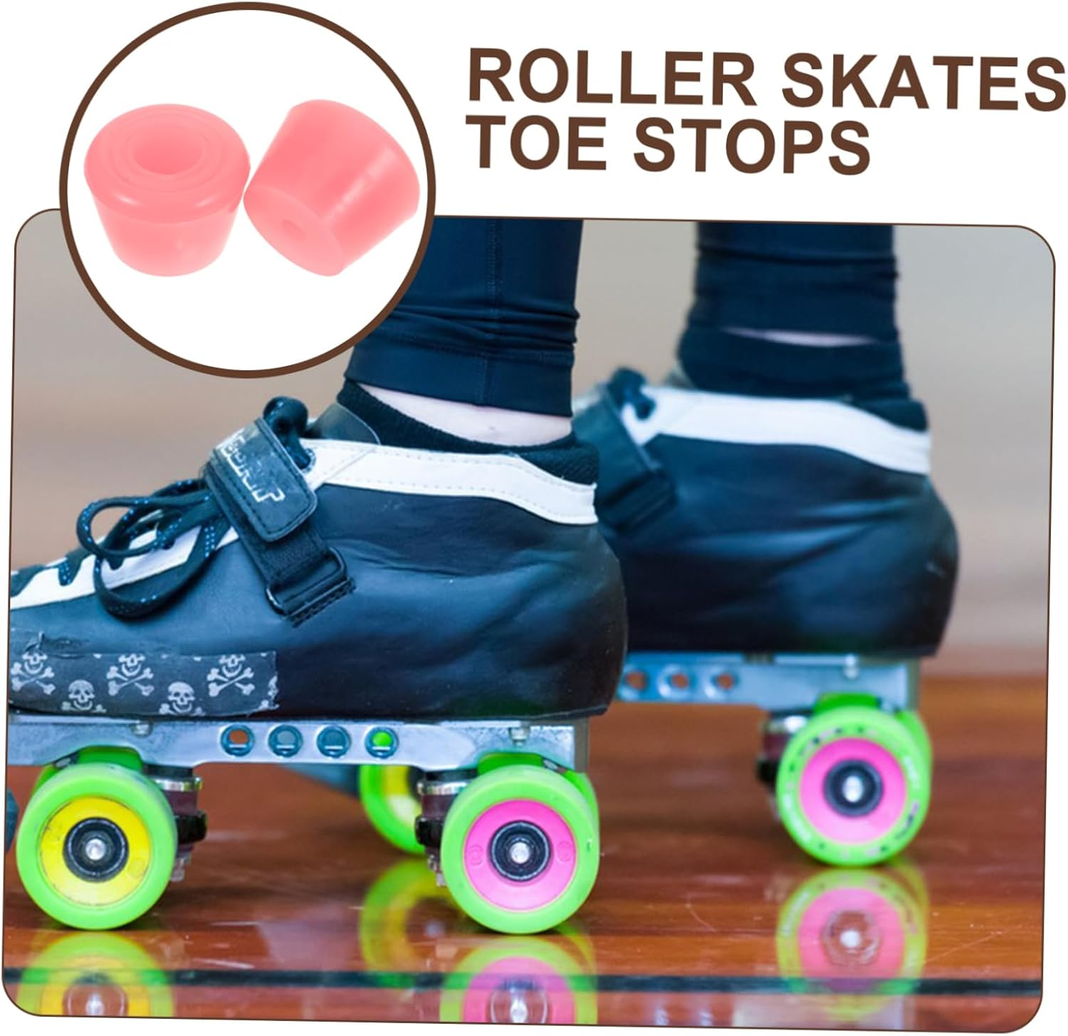 BESPORTBLE Roller Skate Toe Stoppers and Jam Plugs Set with Screws, Pu Double-Row Replacement Brake Pads for Roller Skates, Sturdy Brake Accessories for Outdoor and Indoor Skating