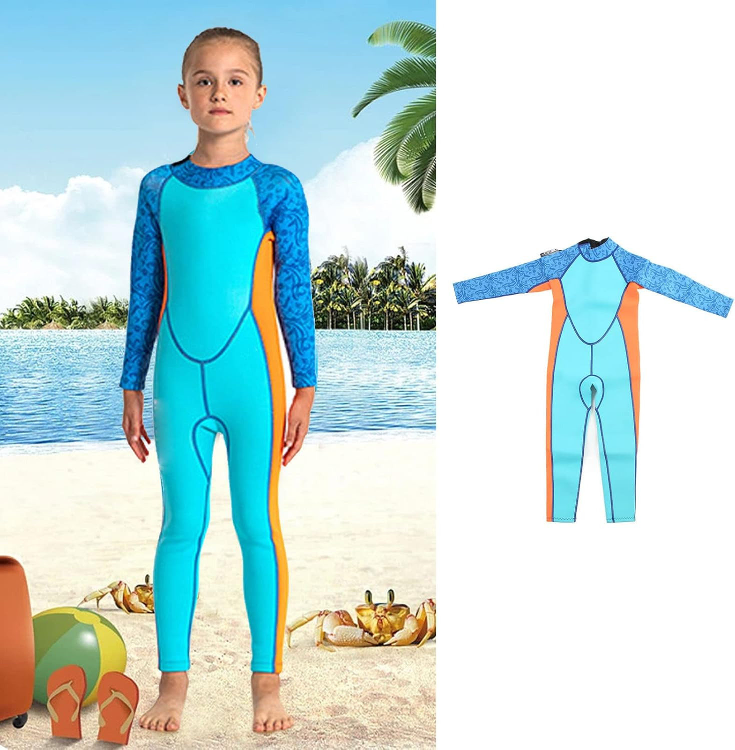 Children'S Wetsuit Sun Protection Warm Soft Long Sleeve Children'S Wetsuit for Diving Snorkeling image number 6