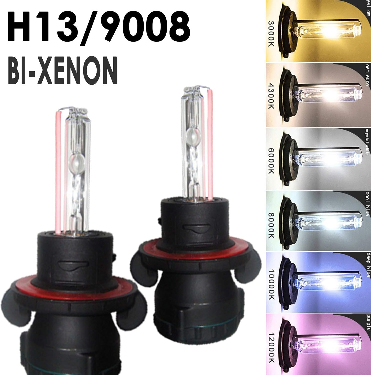 H13 9008 Bi-Xenon HID Bulbs 35W Super Bright Dual Hi/Lo Headlight Bulb Replacement, 8000K Ice Blue, Pack of 2 image number 5