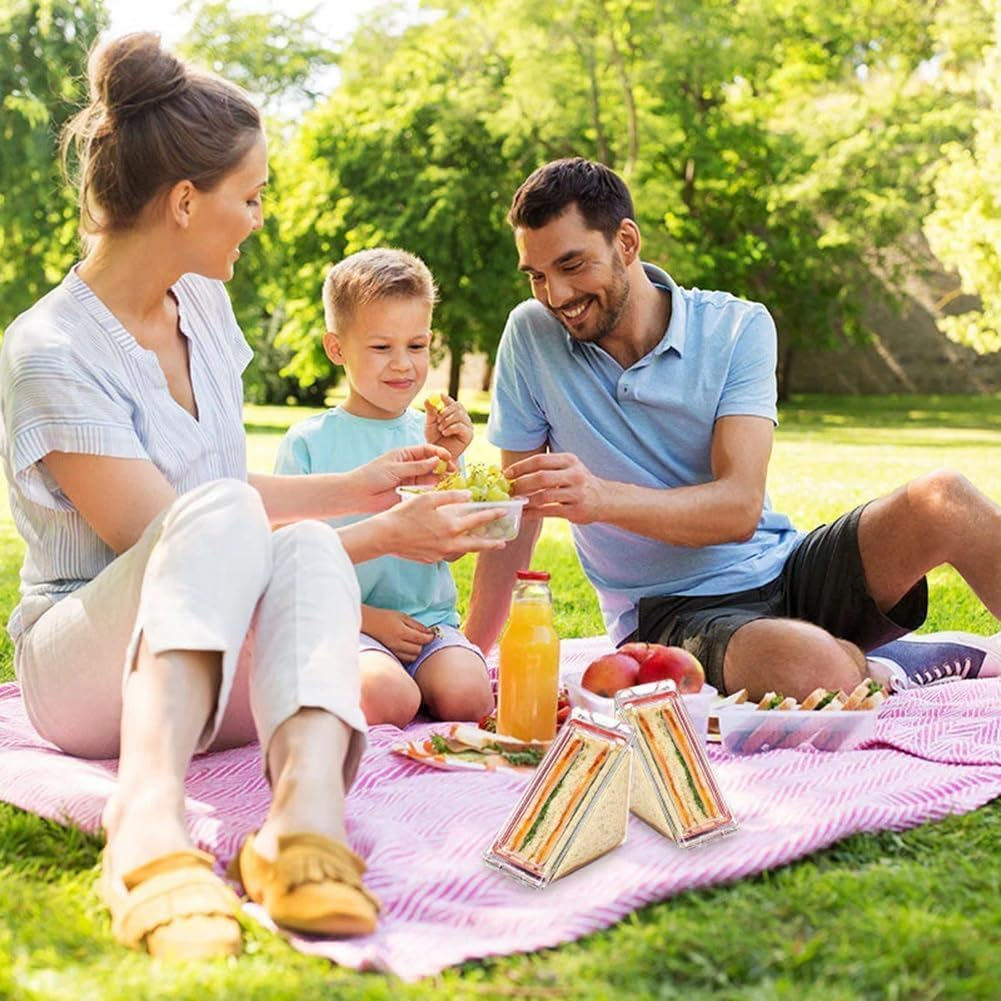 2Pcs Triangle Sandwich Container, Triangle Sandwich Container Reusable, Washable Sandwich Box, Portable and Acrylic Clear Sandwich Boxes and Lunch Wedge Boxes with Lids, Sandwich Bento Box