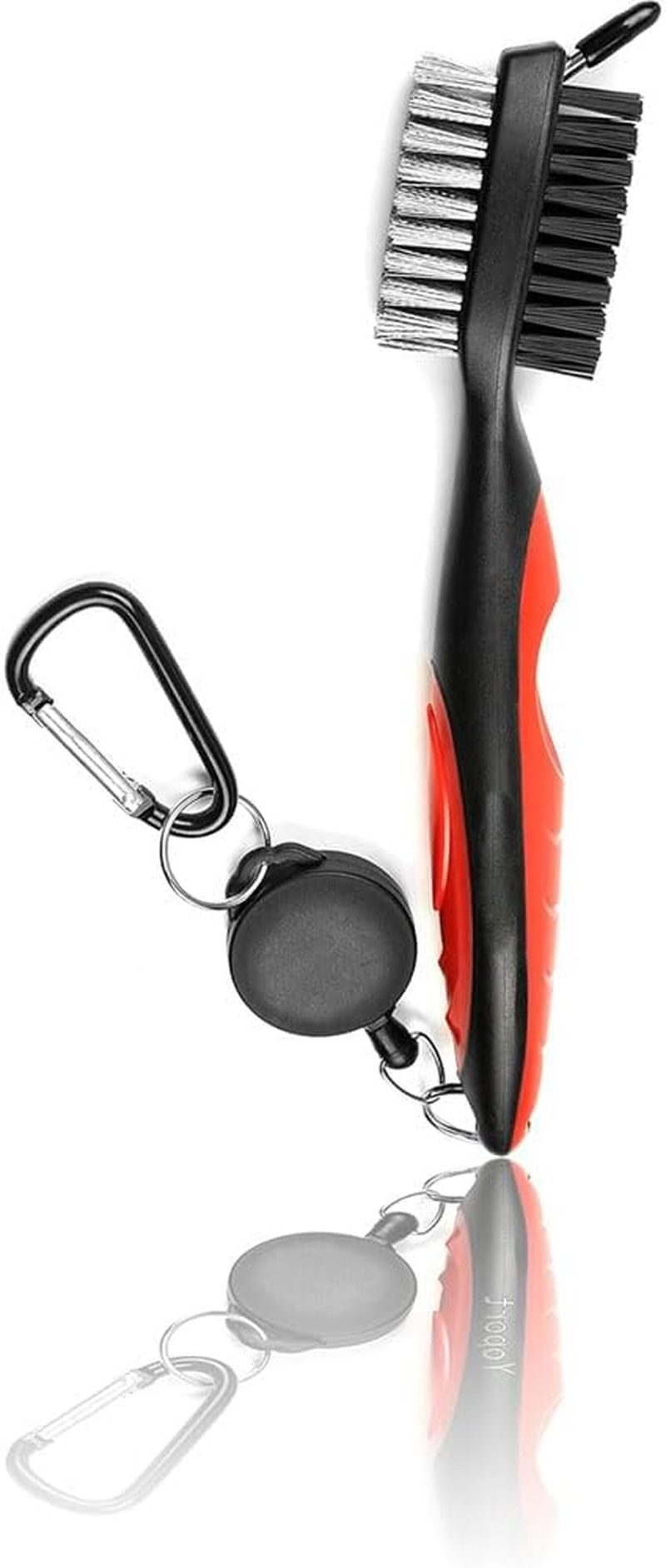 2Ft Brass Golf Club Brush with Retractable Zip Line and Aluminum Carabiner Ergonomic Golf Groove Cleaner for Clubs, Durable Brass Bristles, Compact Golf Bag Accessory, Easy to Use Retractable Design image number 5