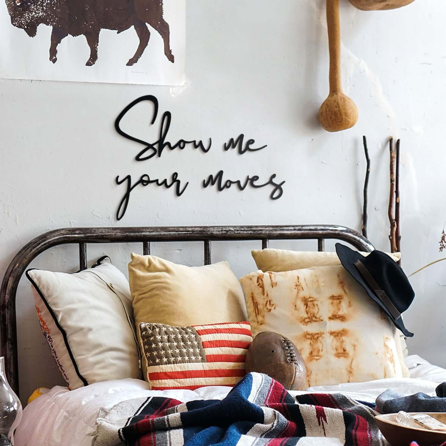 Hoagard Show Me Your Moves Metal Wall Art &ndash; Fun Gaming Room Decor, Retro Arcade Sign, Gamer Wall Decor for Living Room, Dining Room, Bedroom, Game Room, Man Cave, Minimalist Black Metal Artwork image number 4