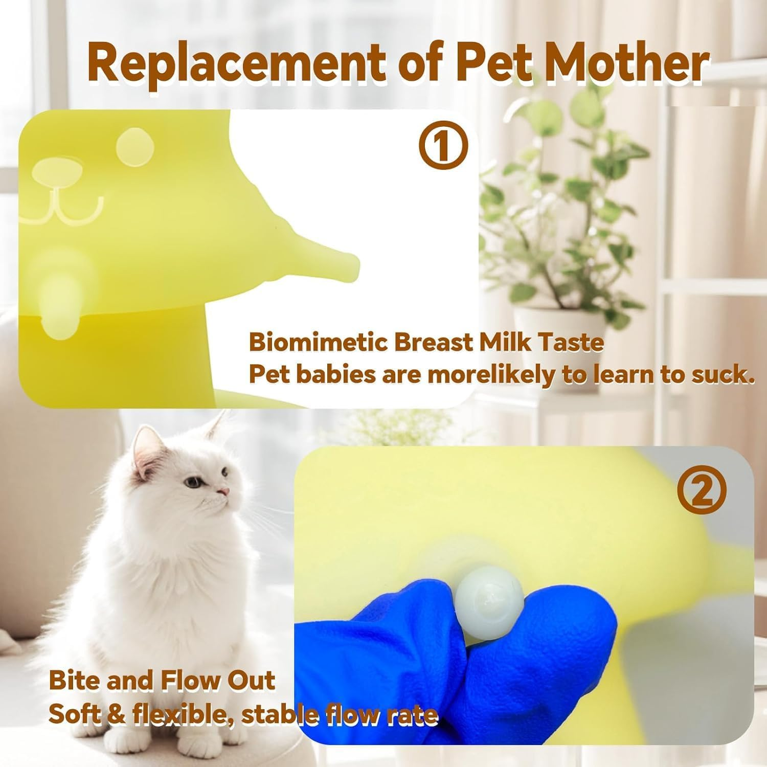 Puppy Bottle, Kitten Bottle, 4 Nipples Silicone Pet Feeding Station, 230Ml Feeder Bowl for Kittens, Puppies image number 5