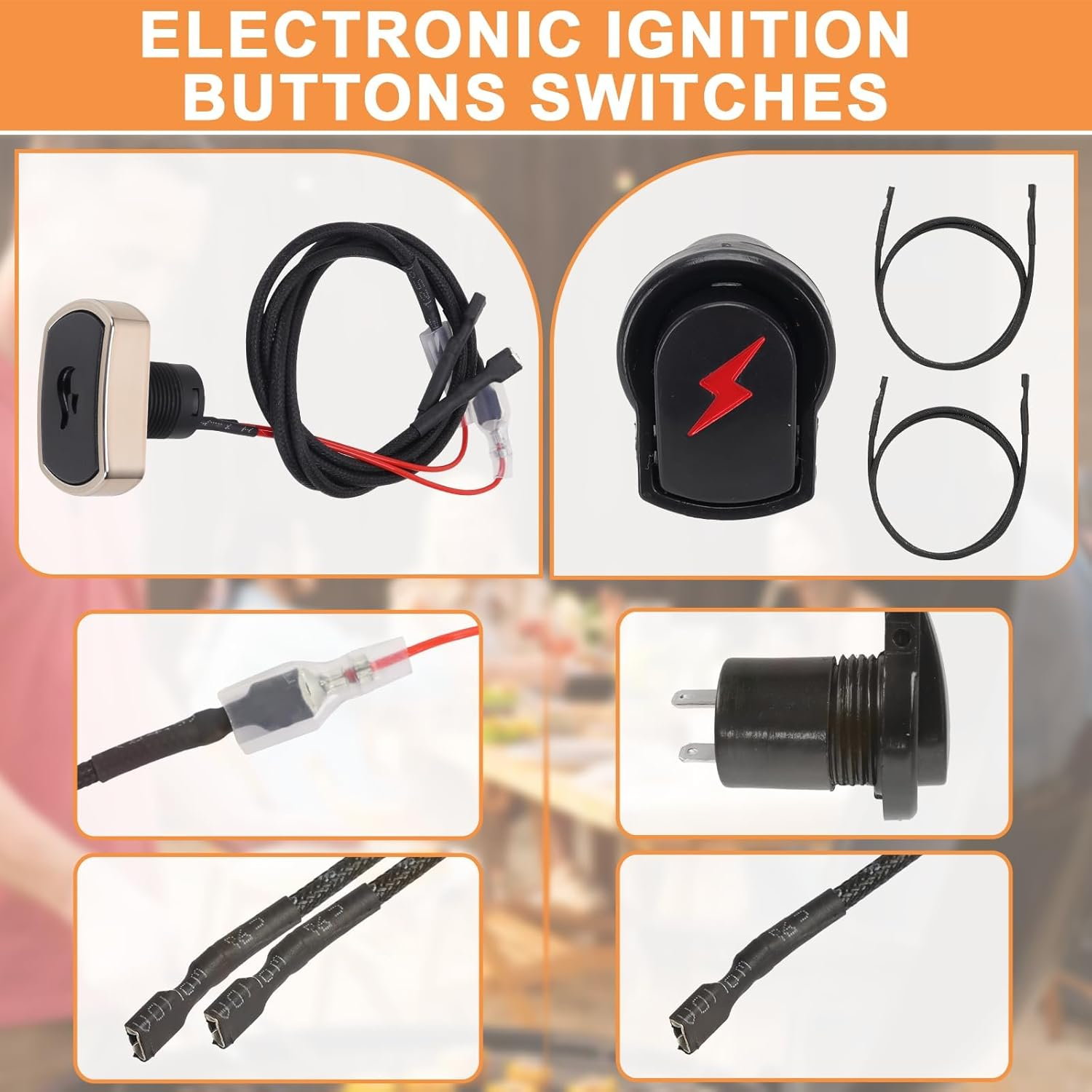 DHLG-12 Grill Igniter Kit G511-0055-W1 for Charbroil Ignitor Replacement, G350-0017-W1 2 Outlet BBQ Electronic Ignition Module with Wires and 2 Igniter Buttons for Charbroil Surefire Ignition Systems image number 4