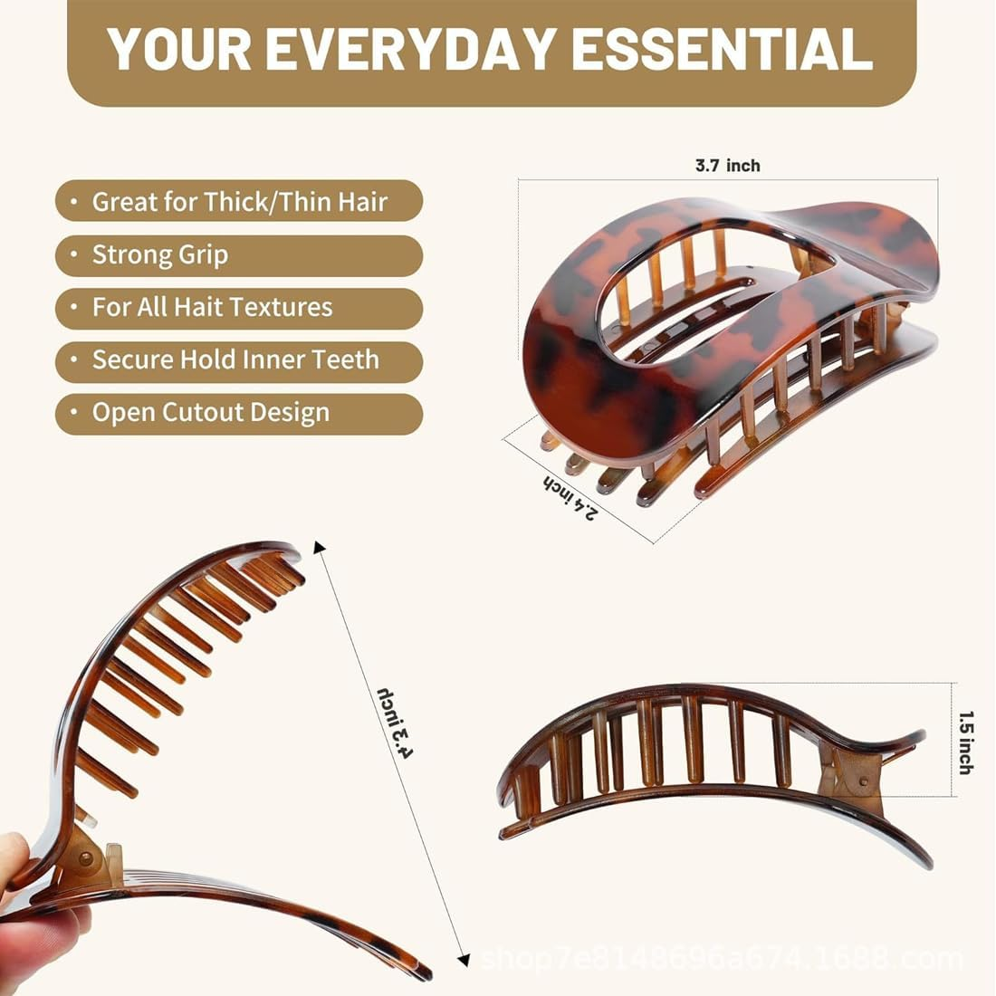 Pack of 4 Flat Hair Clips for Women, Strong Hold Flat Claw Clip Non-Slip Hair Clips Women for Thick & Thin Hair, Flat Hair Clips for Everyday, Sports, Driving image number 4