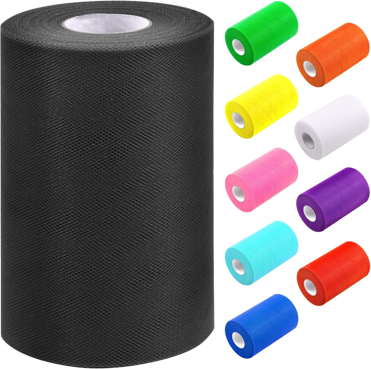 Tanstic 1Pc Red Tulle Fabric Roll, 6 Inch X 100 Yards Tulle Ribbon Fabric Spool Fabric Tulle Roll for DIY Tutu Bow, Birthday Party Wedding Decorations