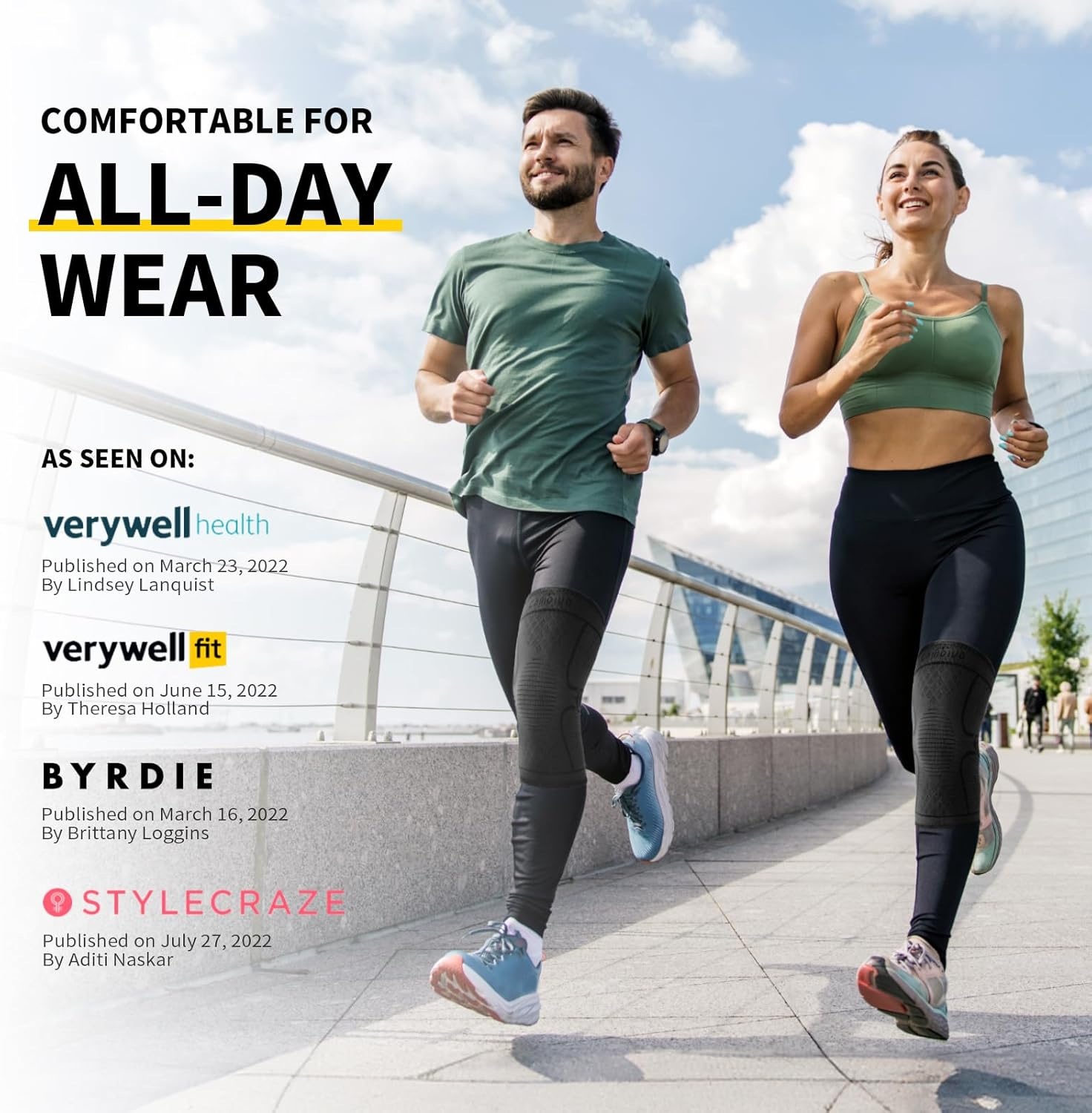 CAMBIVO 2 Pack Knee Brace, Knee Compression Sleeve Support for Men and Women, Running, Hiking, Arthritis, ACL, Meniscus Tear, Sports, Home Gym image number 2