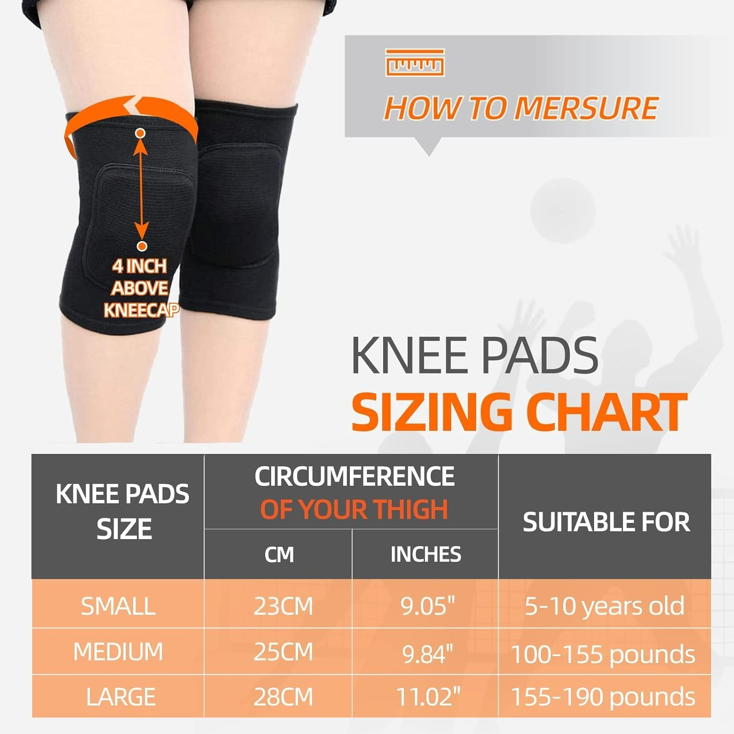 Volleyball Knee Pads for Dancers, Soft Breathable Knee Pads for Men Women Younth Girls Kids Knees Protective, Knee Braces for Volleyball Football Dance Yoga Wrestling Running Cycling(M Size) image number 2