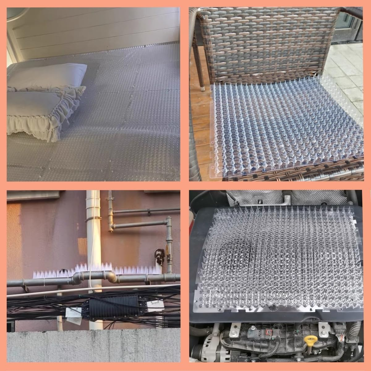 THJOPOKEEL 10 Pieces Deterrent Repellent with Spikes Keep Cats off Counter Ant Mat Dogs Spiked Deterrent Mat for Outdoor Indoor Garden Window Sofa(17 X 13.4 Inches,Clear) image number 3