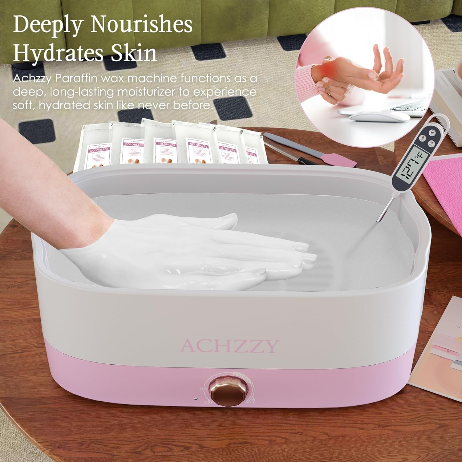 Achzzy Natural Paraffin Wax Refills, 6 Pack Paraffin Wax Blocks of Unscented for Paraffin Bath, Paraffin Wax for Hand and Feet for Deep Hydration, Moisturizing and Nourish (Unscented) - Purple image number 5