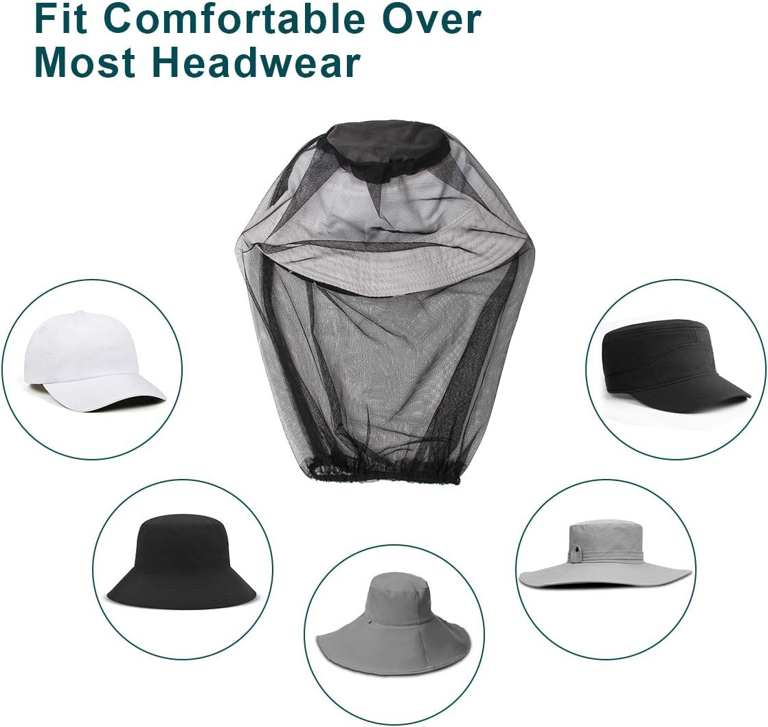Coolrunner 3 Pack Mosquito Head Net, Outdoor Mosquito Head Net, Shield from Insect, Bee and Mosquito Bites, Mosquito Head Net Mesh for Hiking Camping Walking (Grey, Black, Dark Green) image number 5
