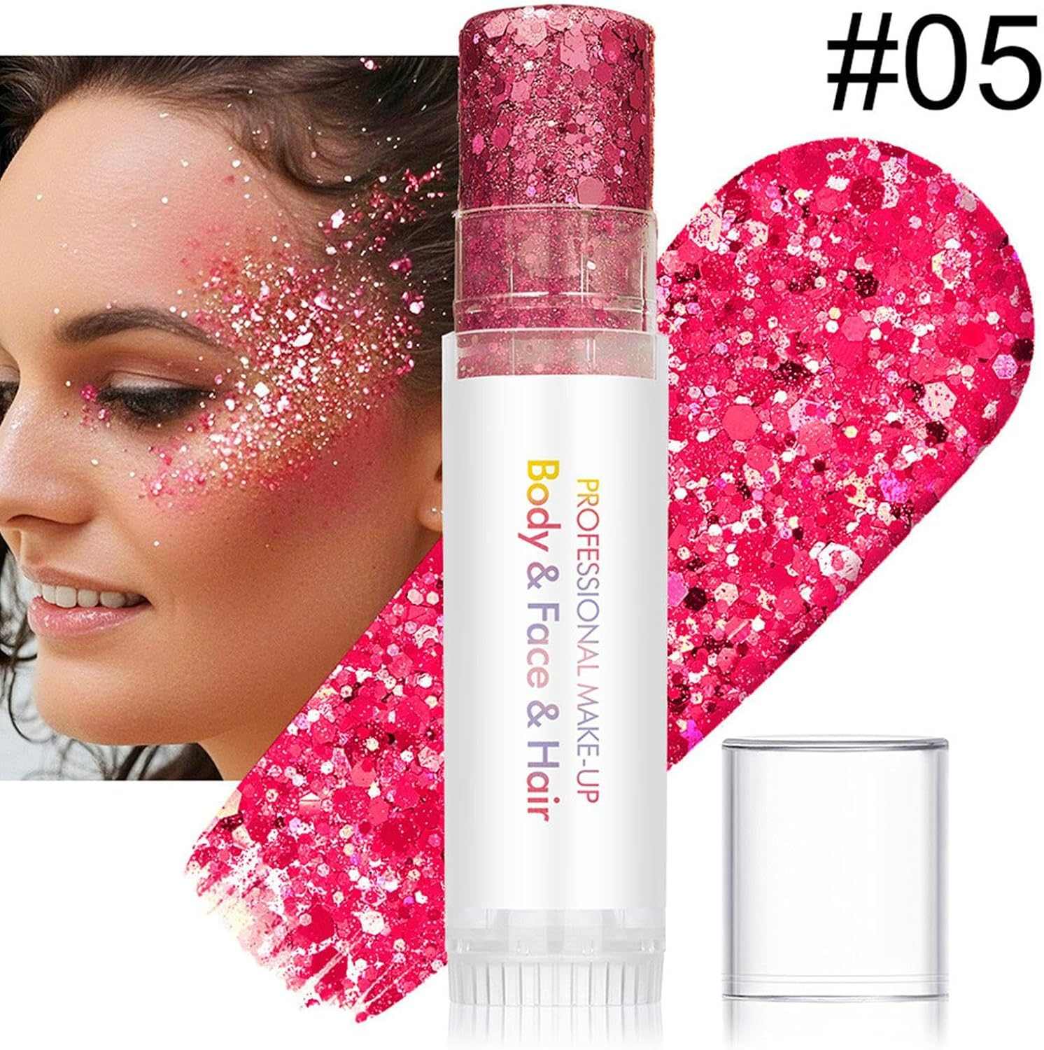 Body Glitter Gel | 6 Colors Sparkling Stick | Glitter Makeup - for Festival Party Halloween Carnival Music Event Christmas Fairy Theme image number 2